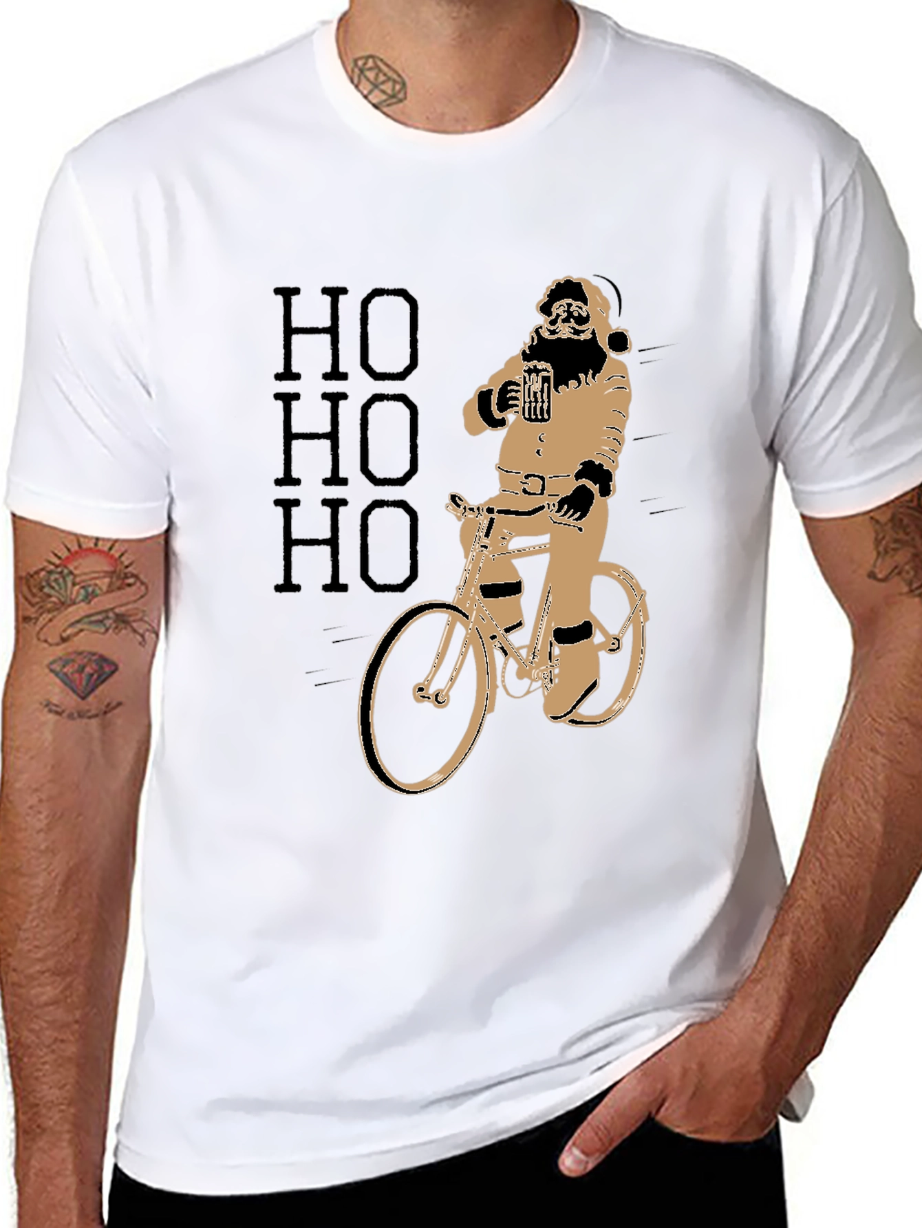 Santa Riding Bike Graphic Tee