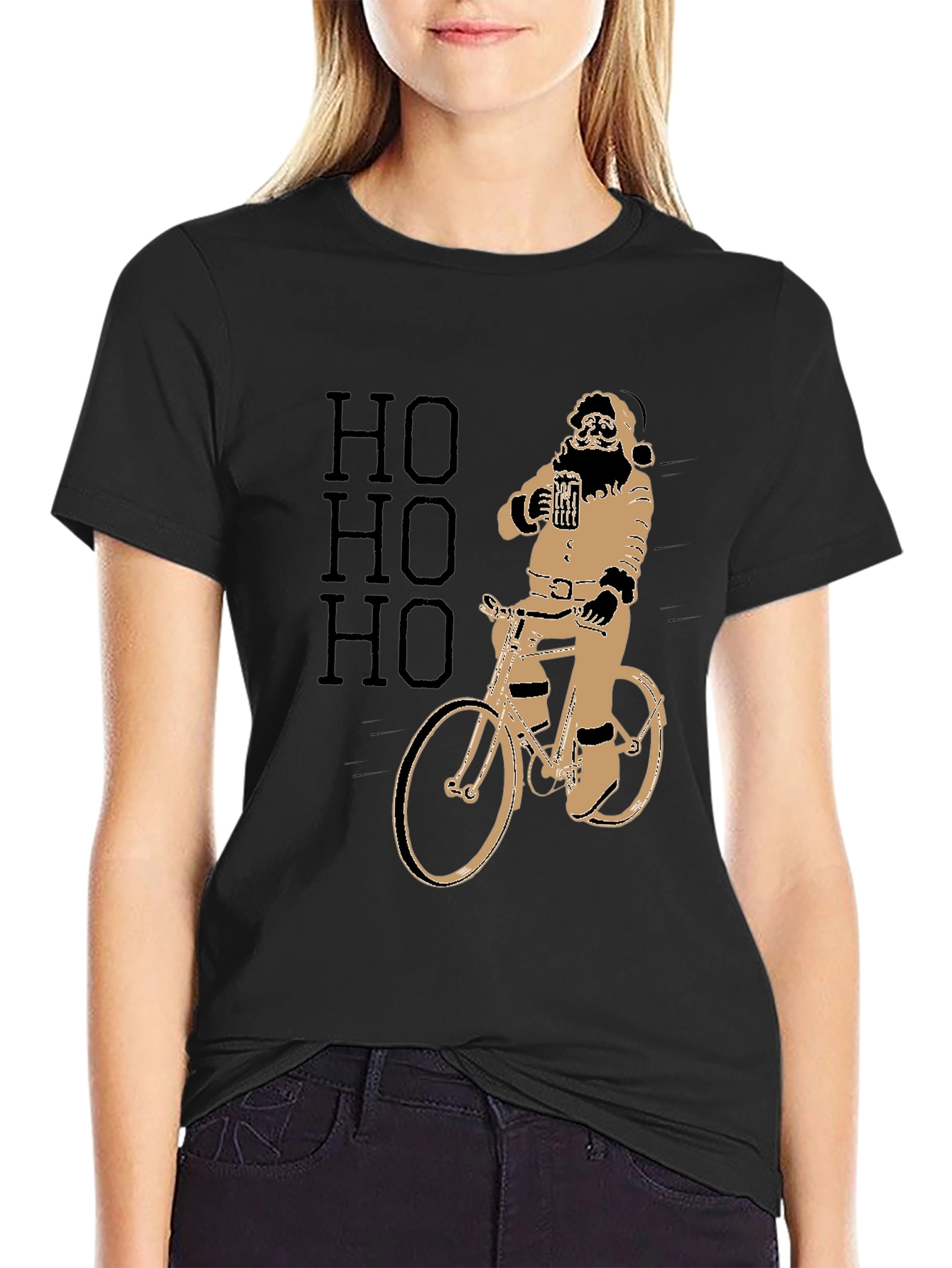 Santa Riding Bike Graphic Tee
