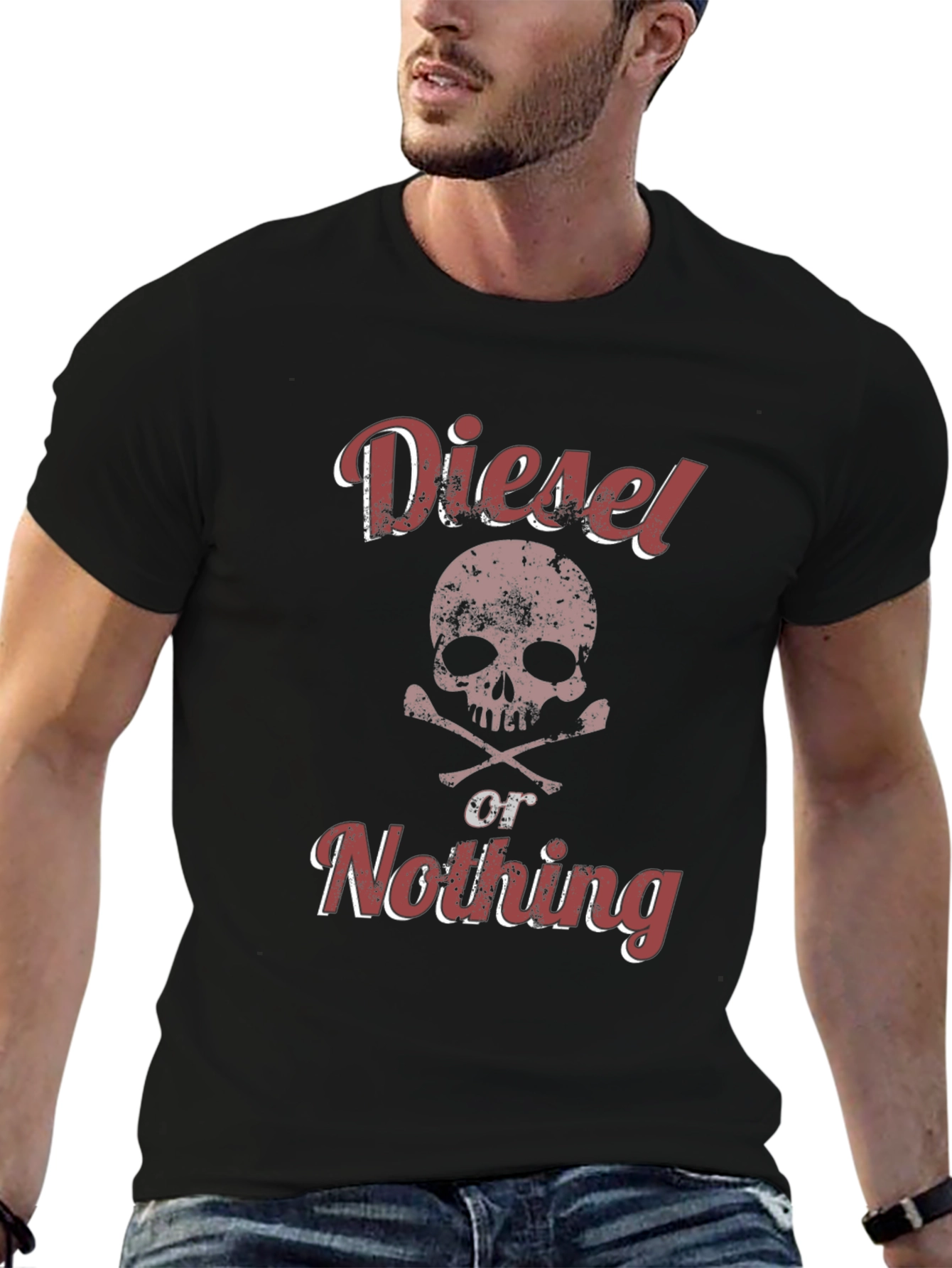 Diesel or Nothing Skull Graphic T-Shirt