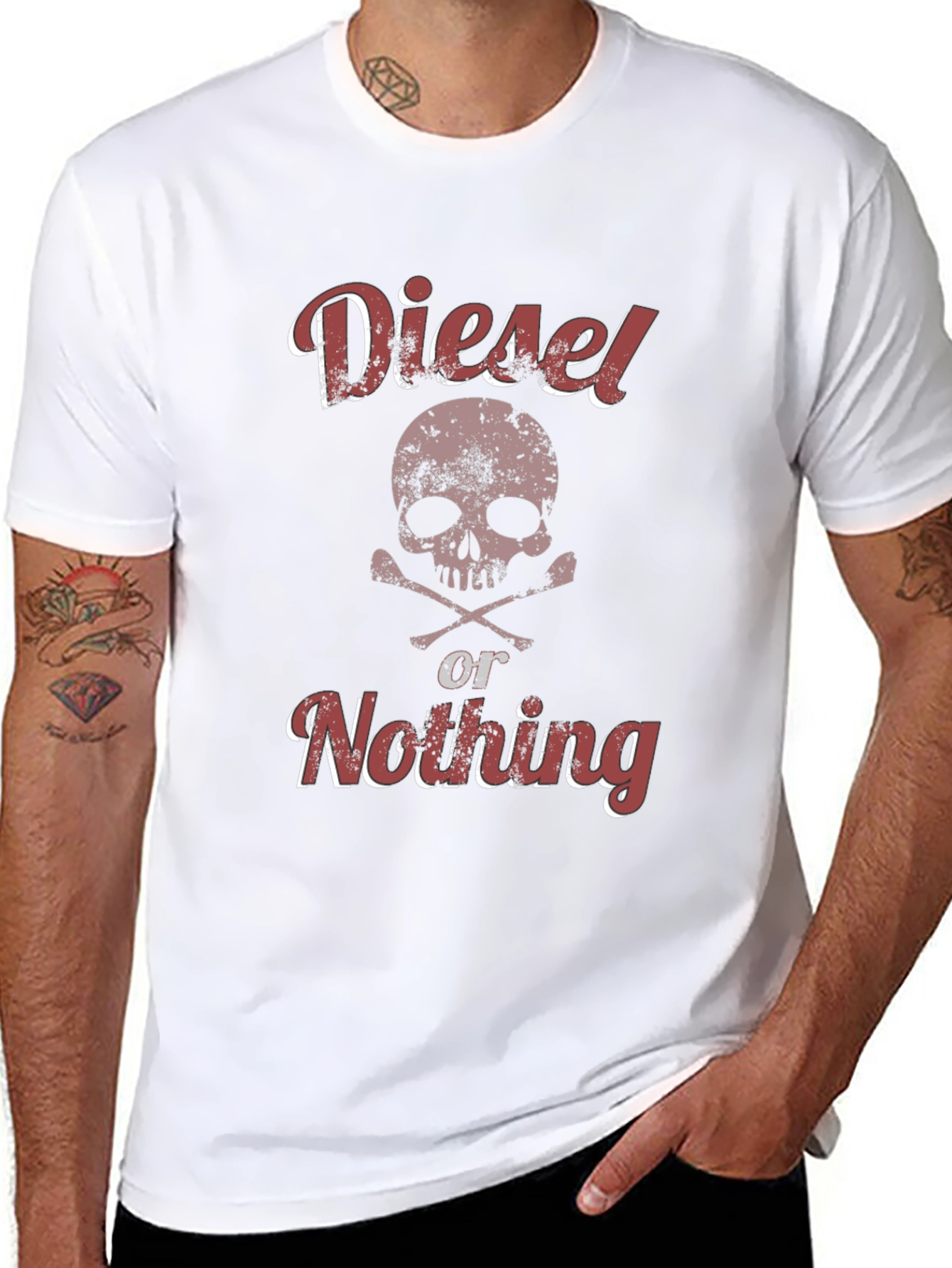 Diesel or Nothing Skull Graphic T-Shirt