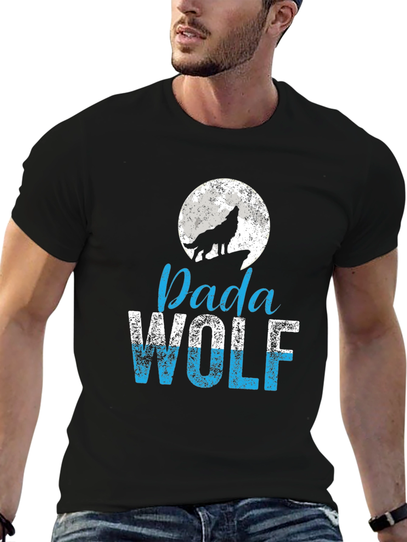 Dada Wolf T-Shirt - Moon Howling Wolf Design