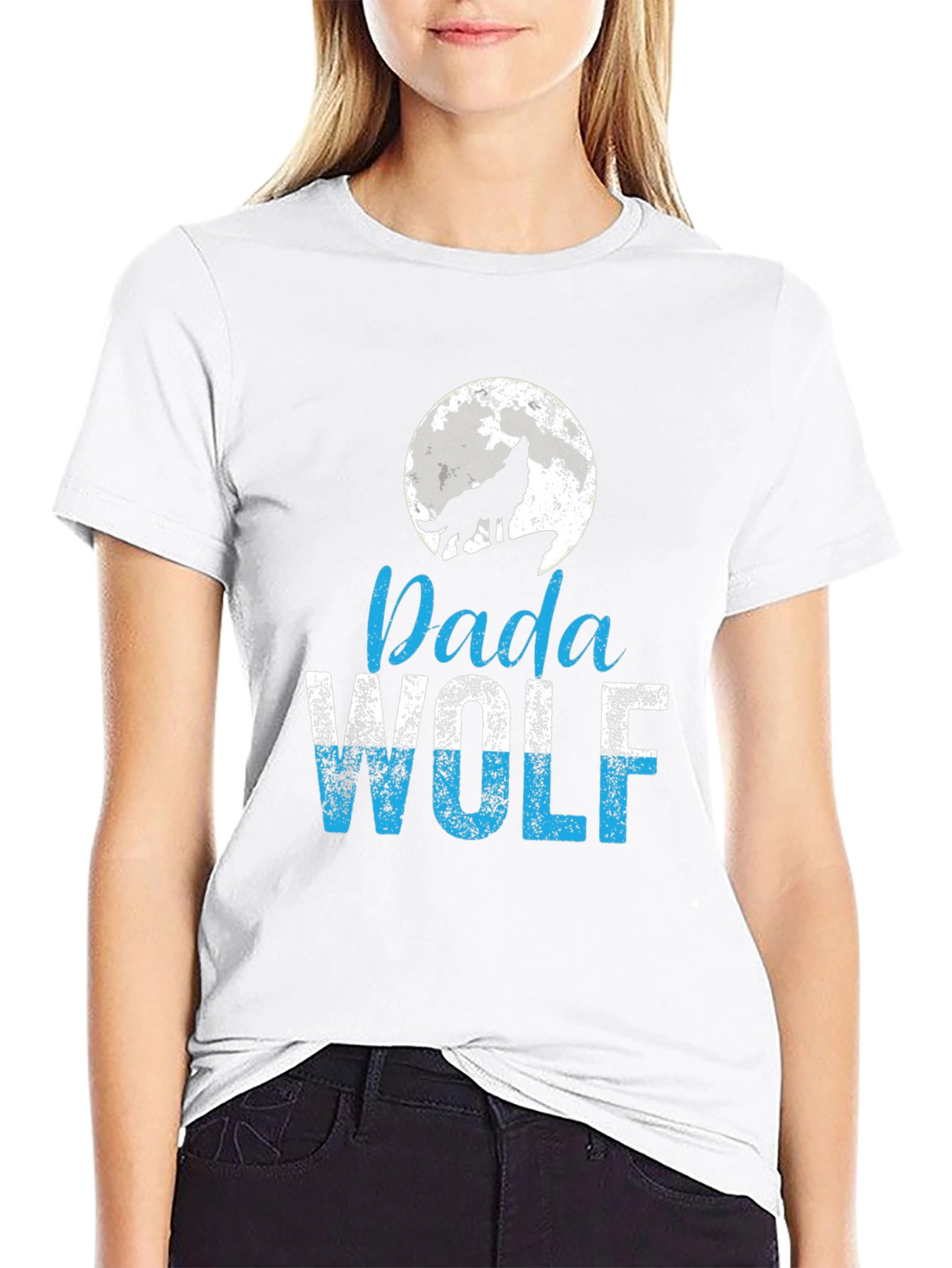 Dada Wolf T-Shirt - Moon Howling Wolf Design