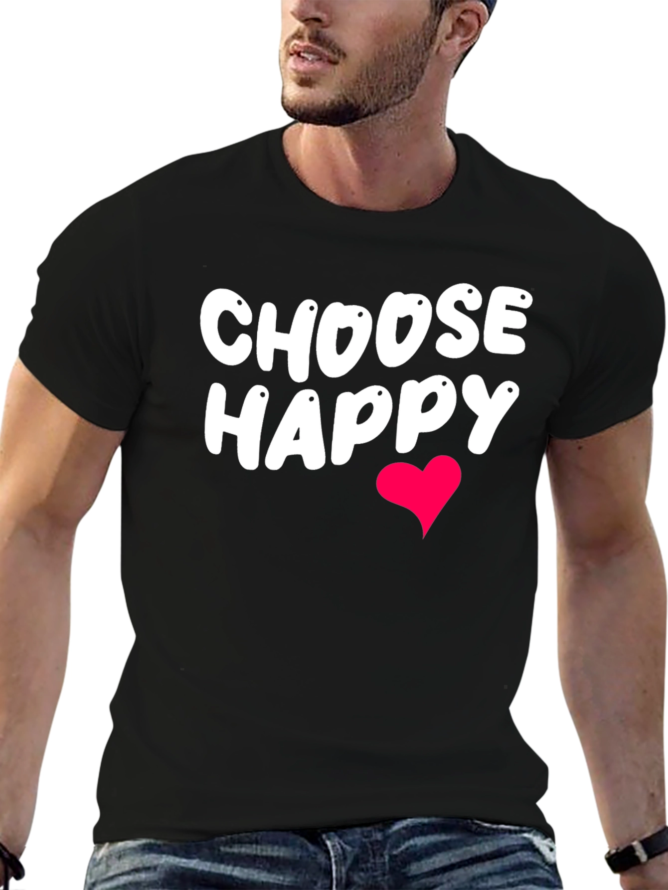 Choose Happy T-Shirt - Black Graphic Tee