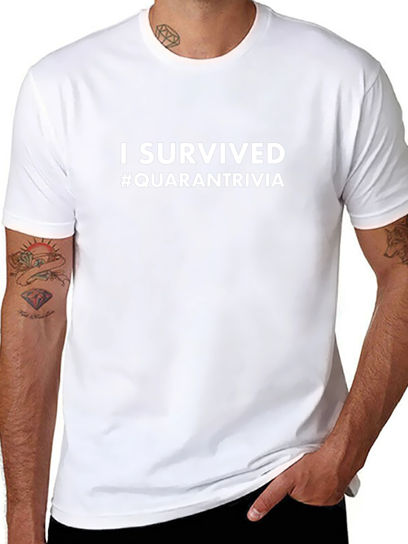I Survived #Quarantrivia Graphic Tee - Black