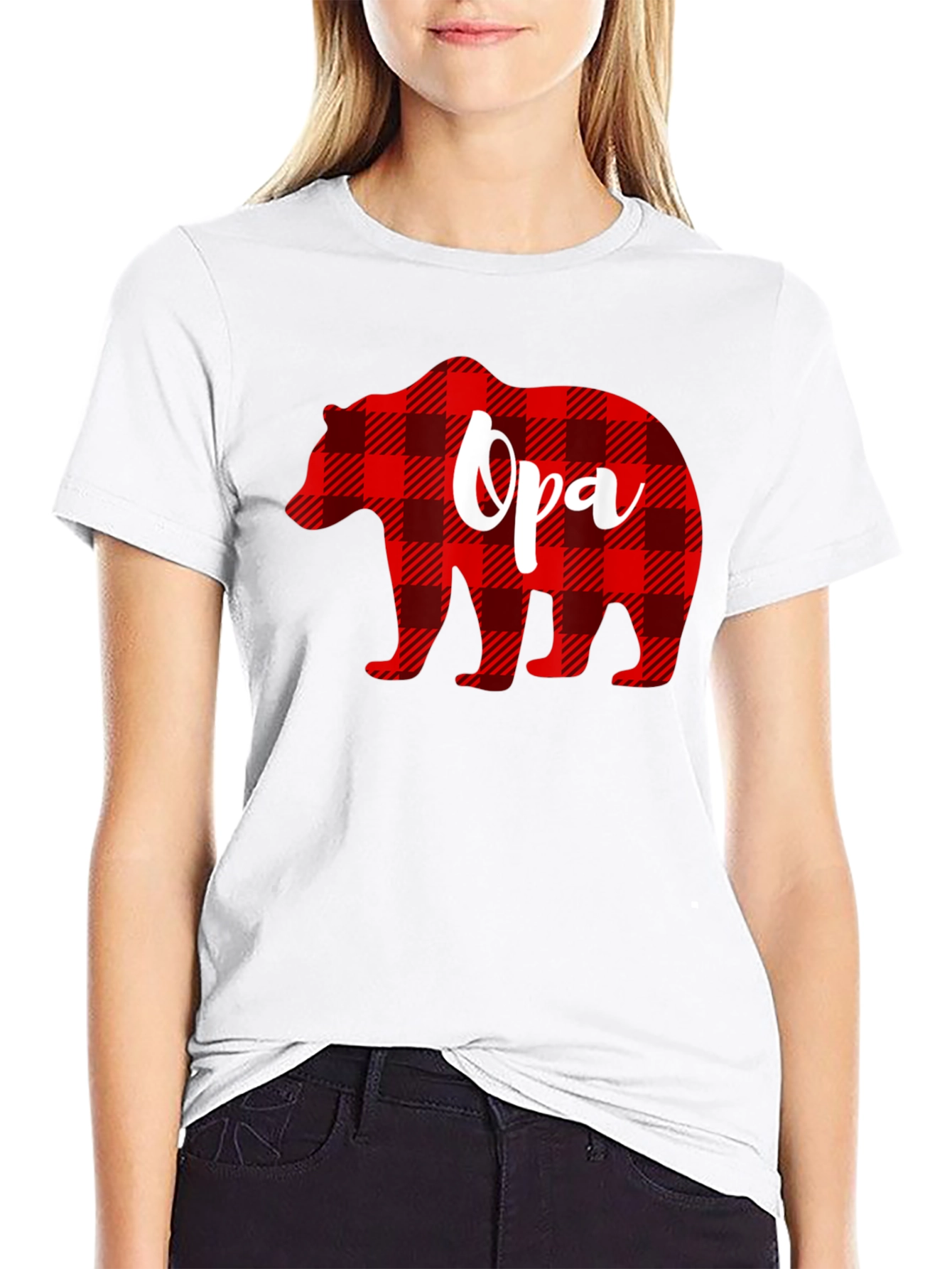 Opa Bear Plaid Graphic Tee - Mens Black T-Shirt