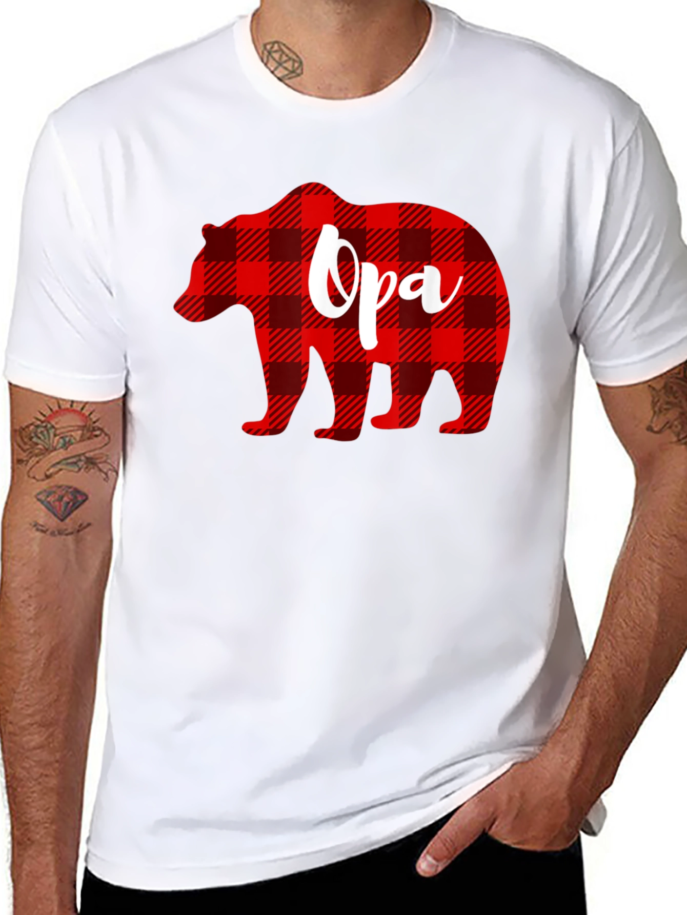 Opa Bear Plaid Graphic Tee - Mens Black T-Shirt