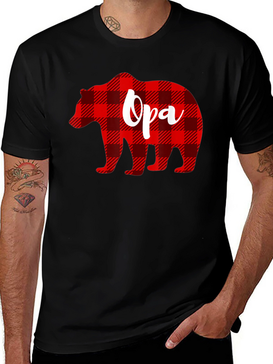 Opa Bear Plaid Graphic Tee - Mens Black T-Shirt