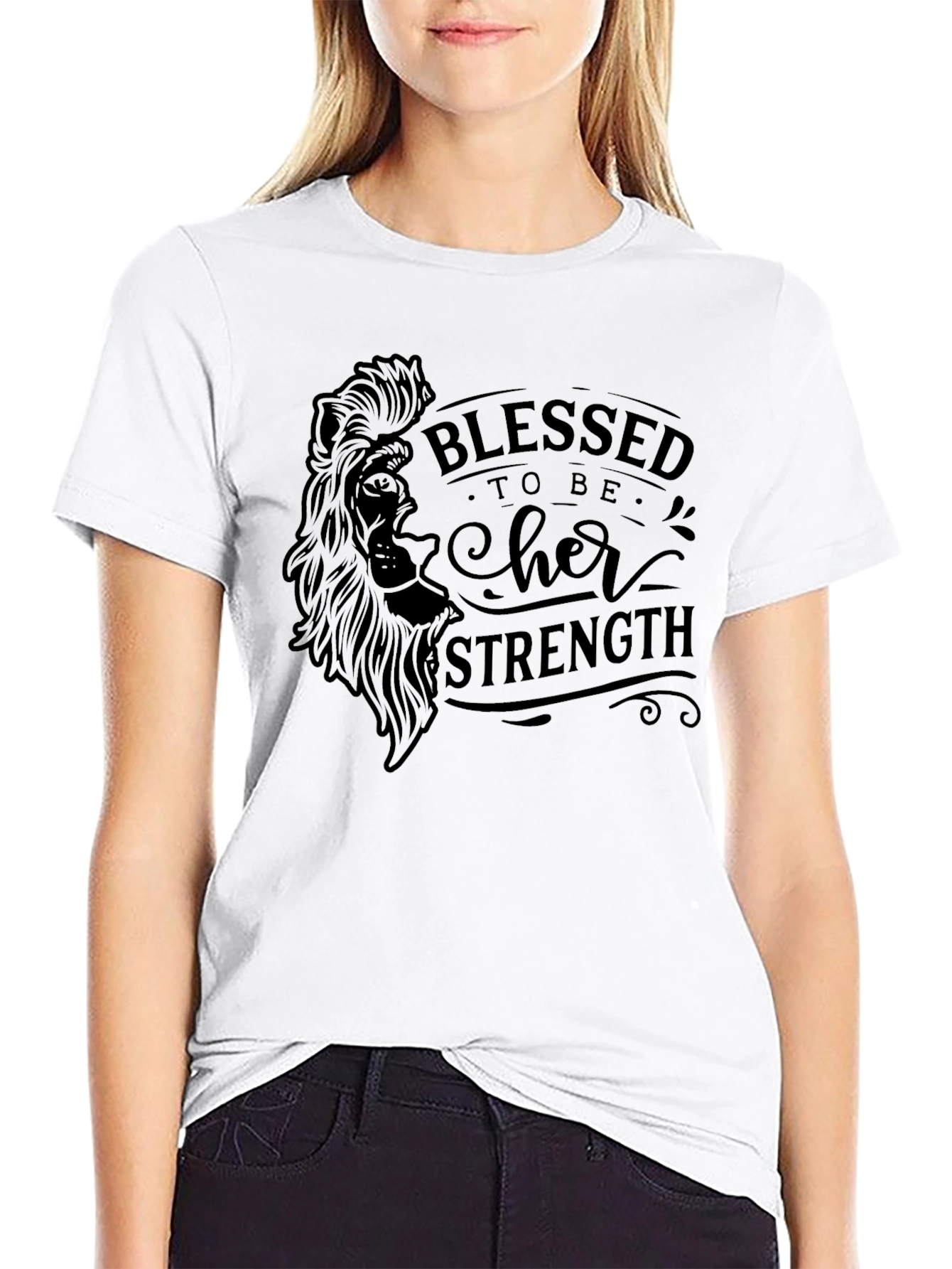 Blessed to Be Her Strength Black Graphic Tee