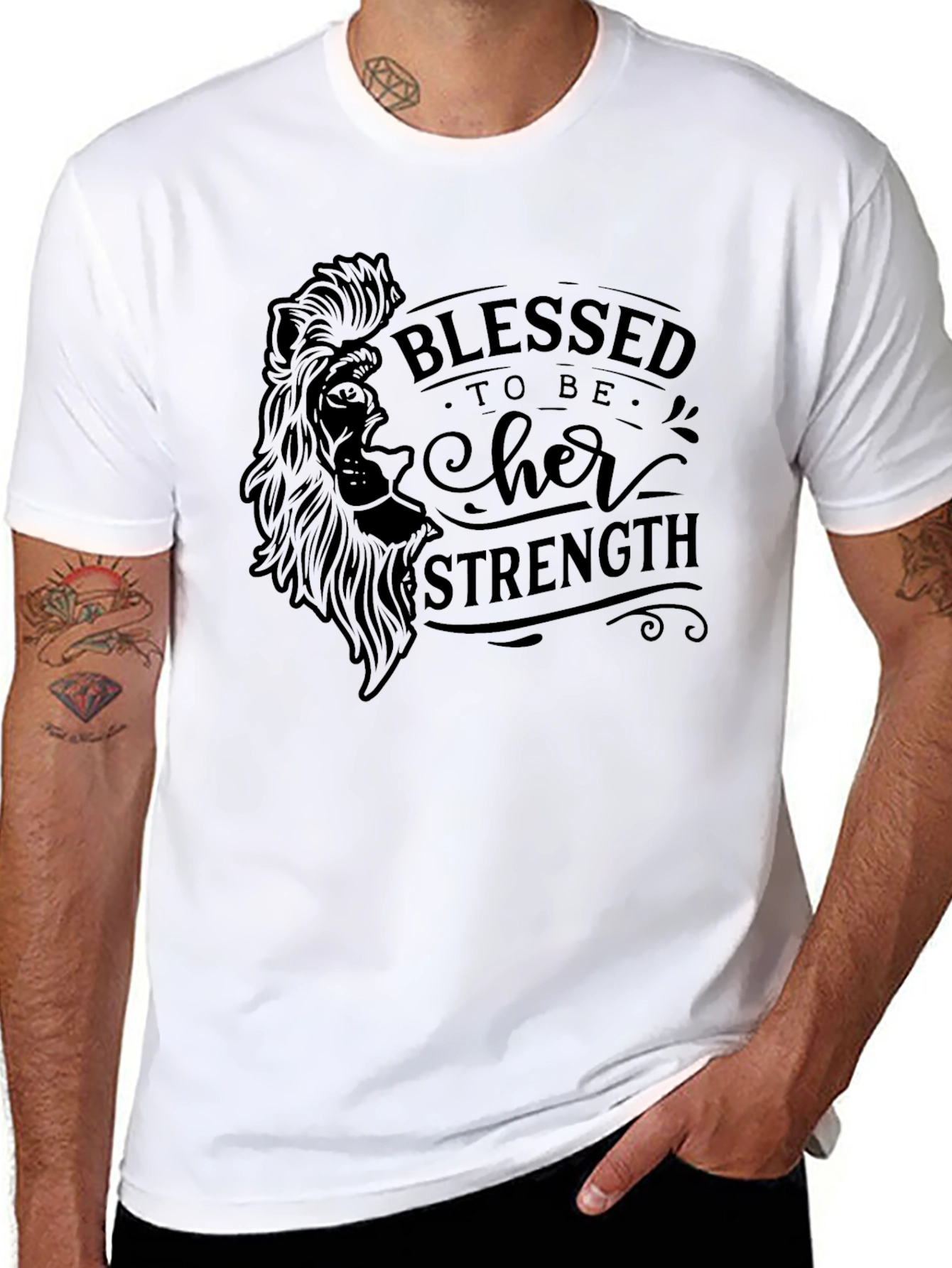 Blessed to Be Her Strength Black Graphic Tee