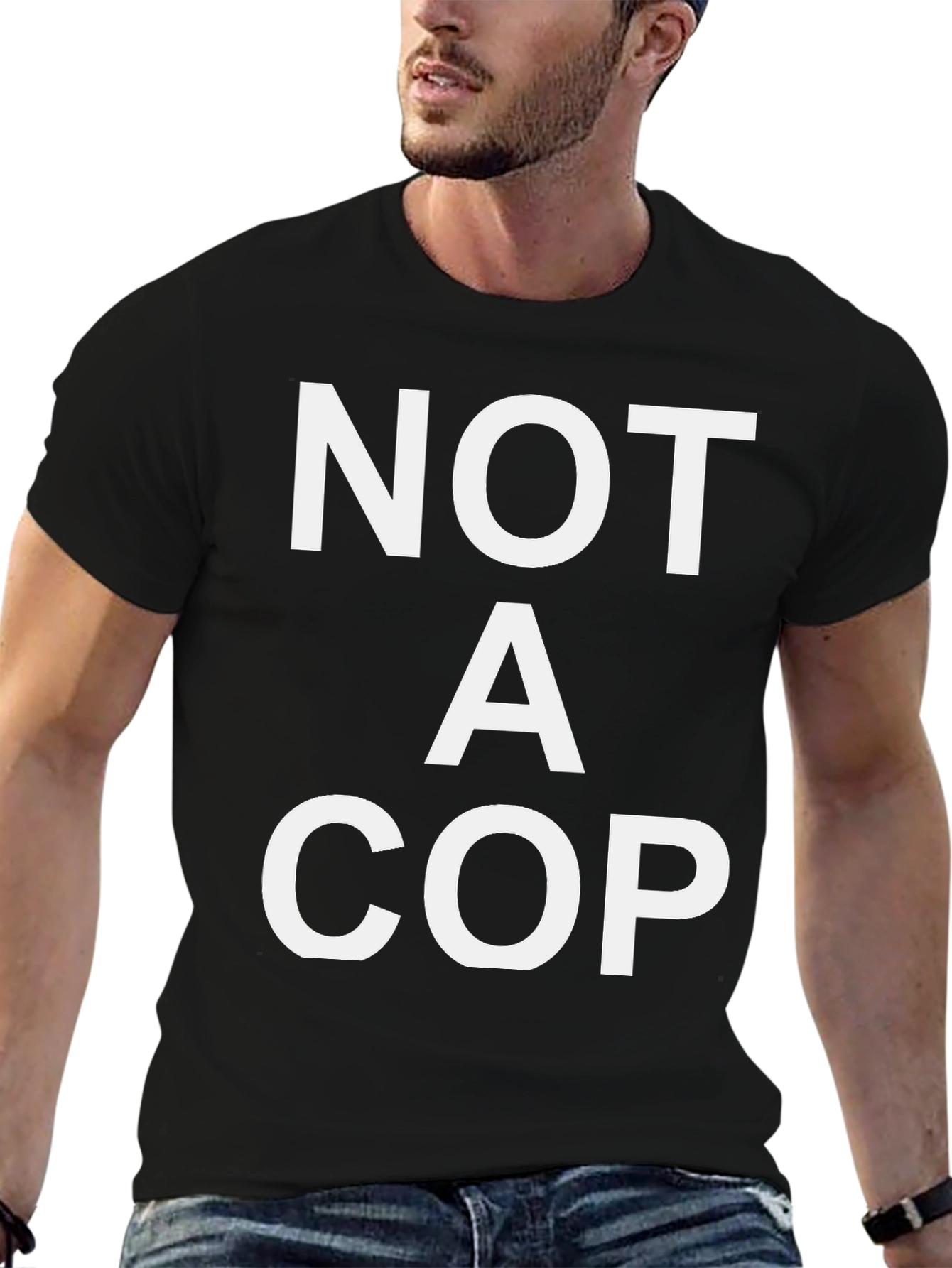 NOT A COP Graphic T-Shirt - Black Cotton Tee