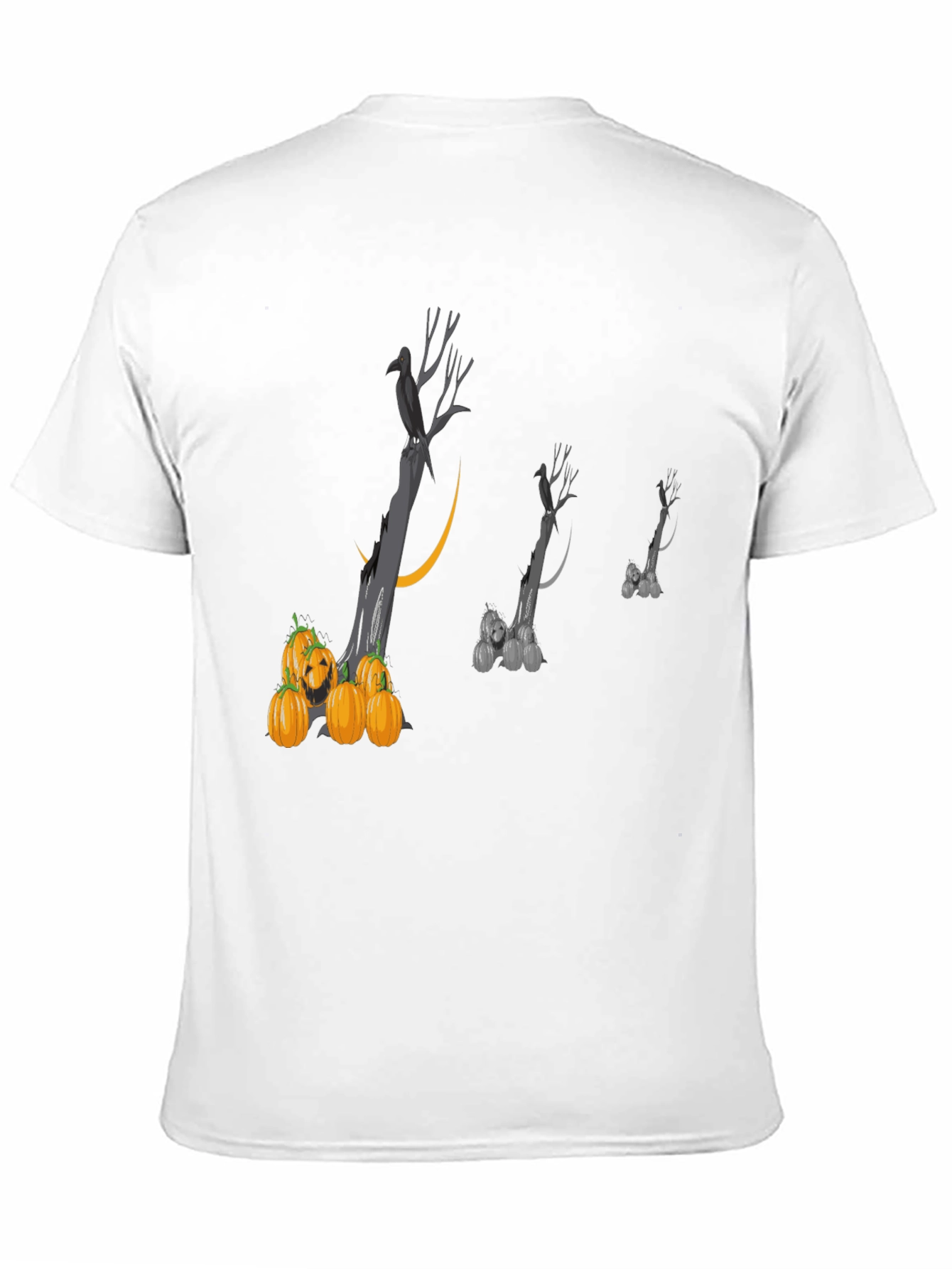 Spooky Halloween T-Shirt with Raven and Pumpkins