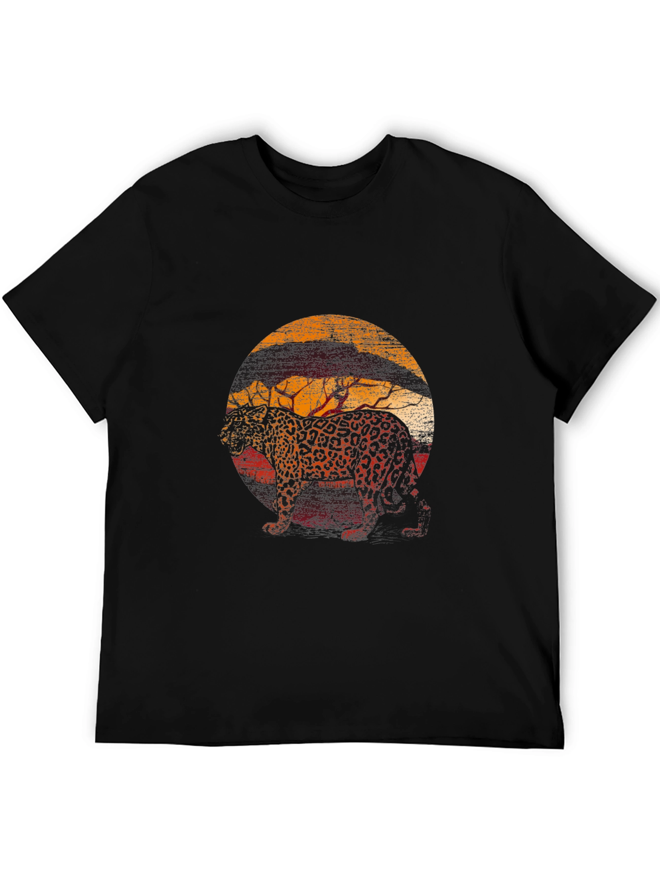 Leopard Sunset Graphic Tee - Stylish Animal Print T-Shirt