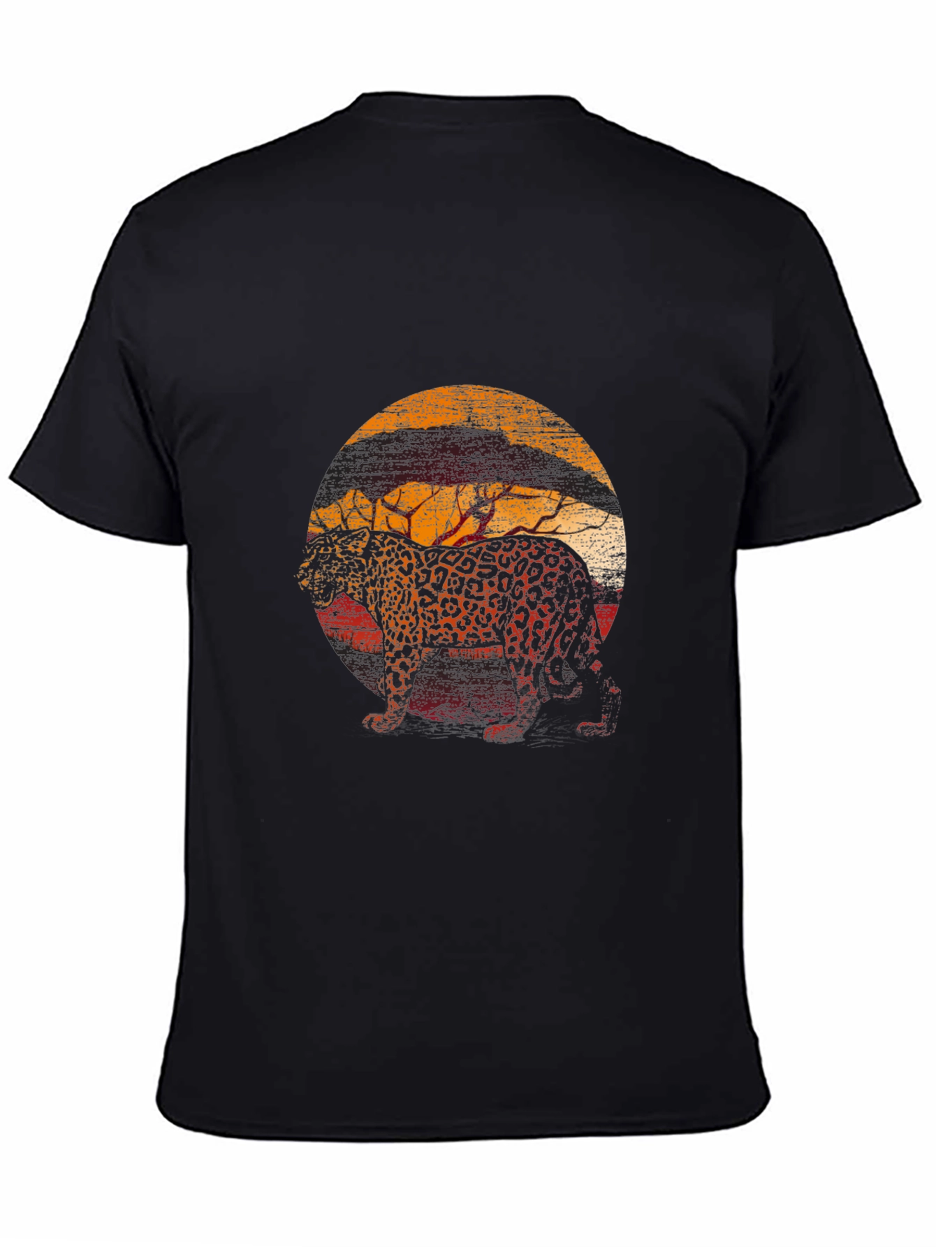 Leopard Sunset Graphic Tee - Stylish Animal Print T-Shirt