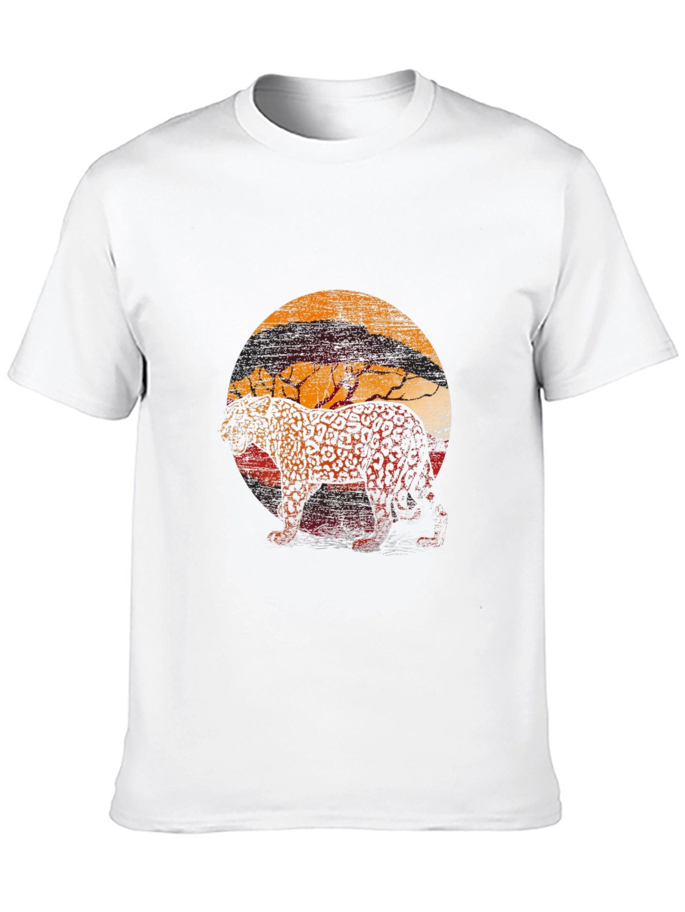 Leopard Sunset Graphic Tee - Stylish Animal Print T-Shirt