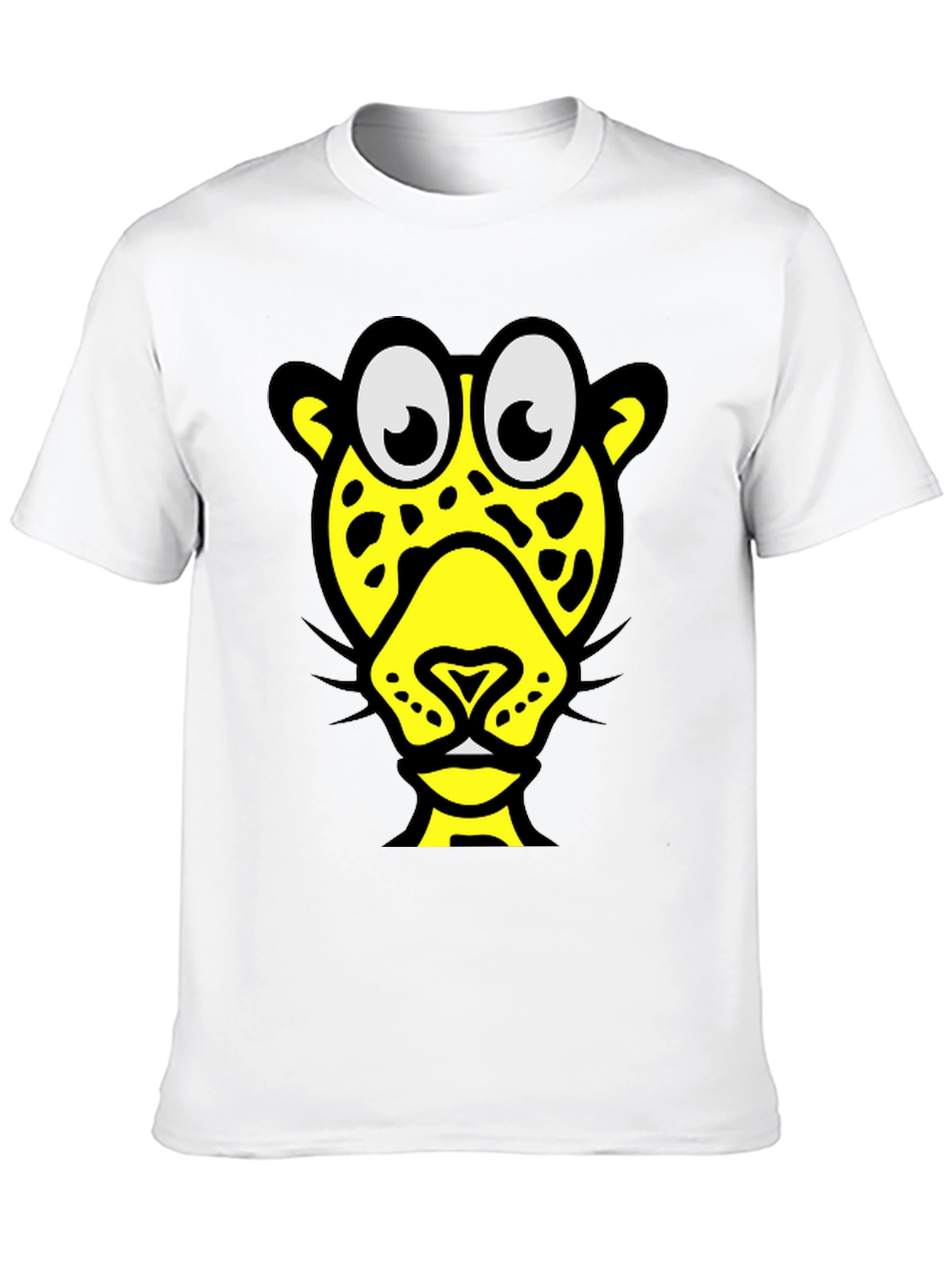 Funky Cartoon Leopard Graphic Tee - Black