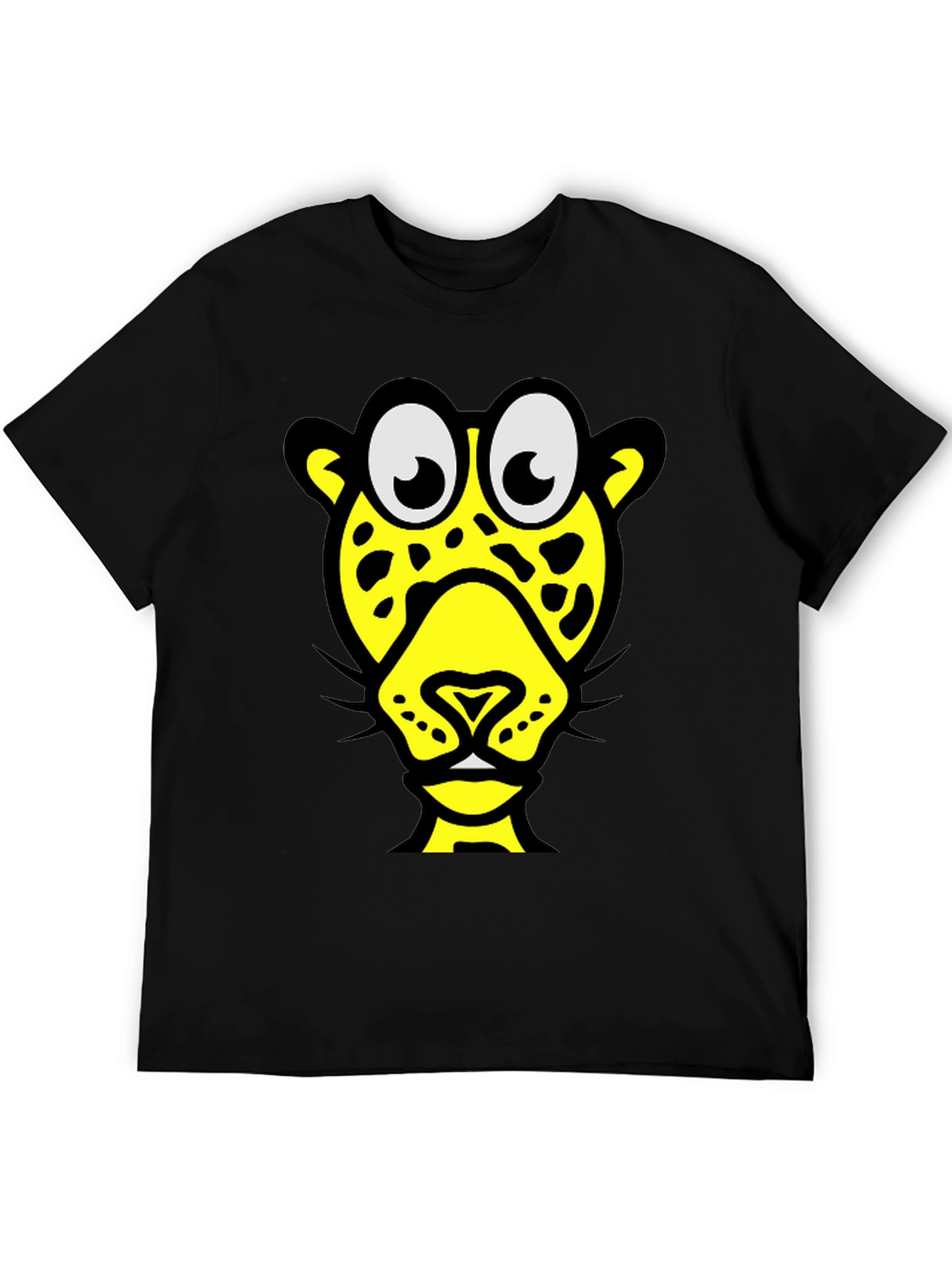 Funky Cartoon Leopard Graphic Tee - Black