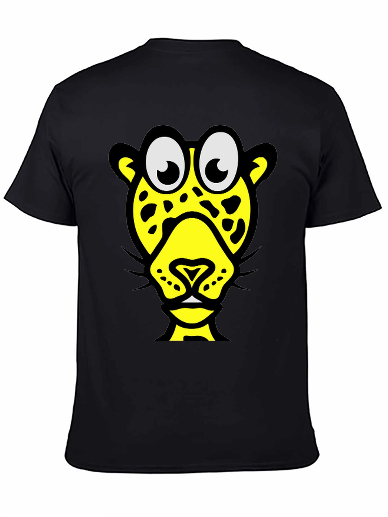 Funky Cartoon Leopard Graphic Tee - Black