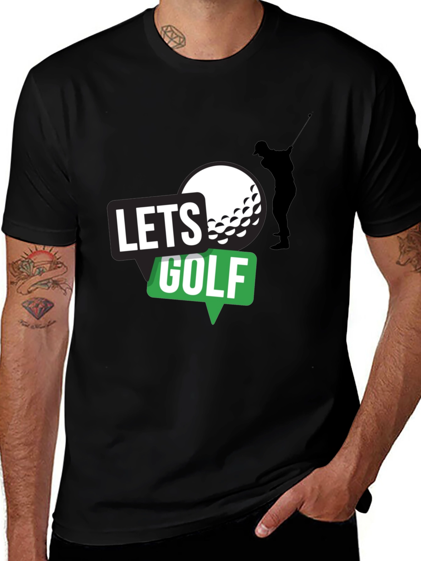 Lets Golf! Mens Black Graphic Tee