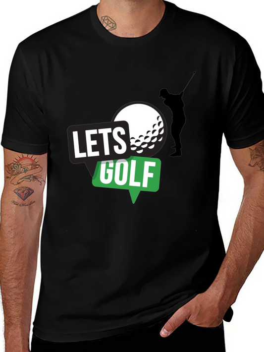 Lets Golf! Mens Black Graphic Tee