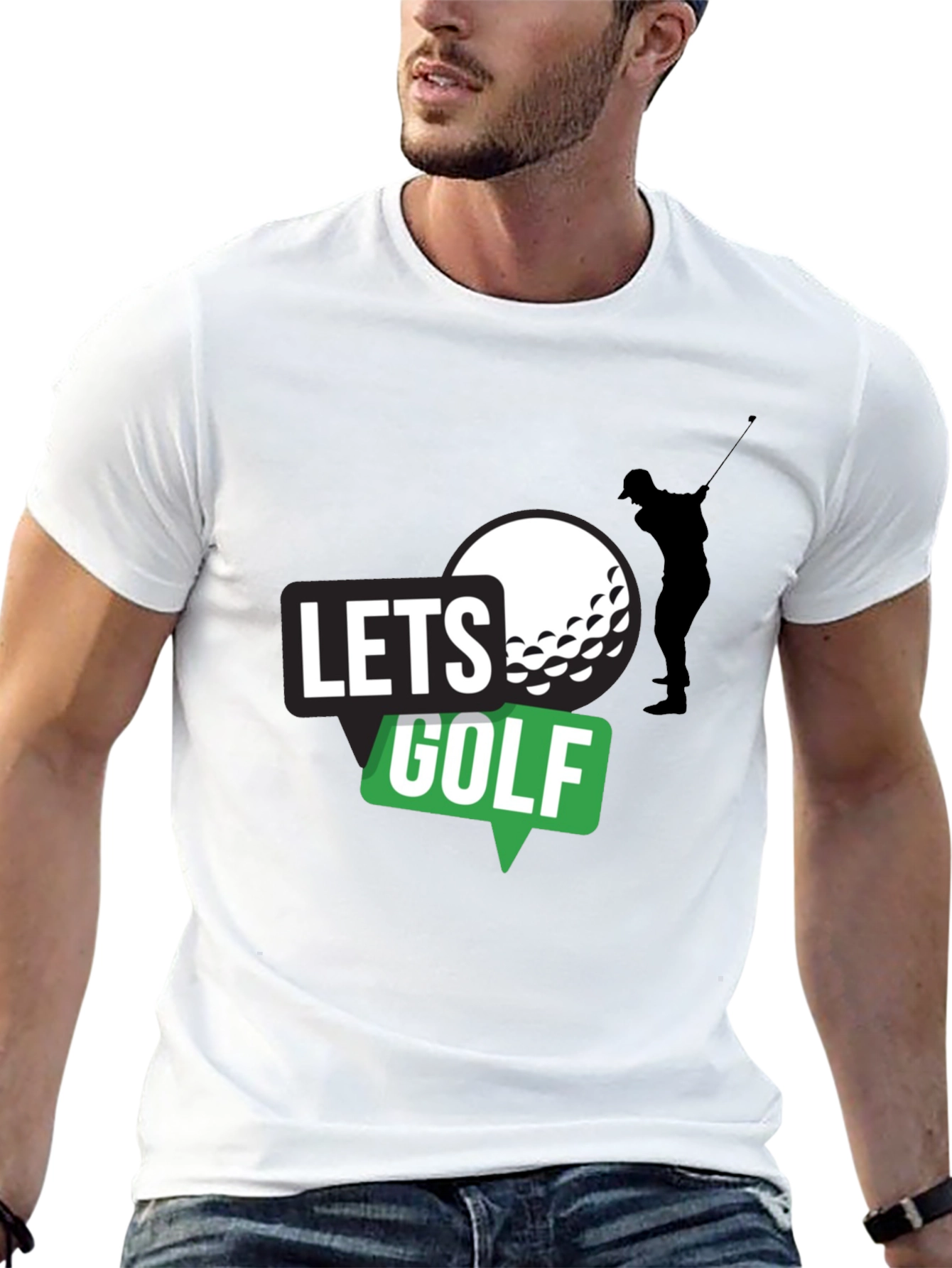 Lets Golf! Mens Black Graphic Tee