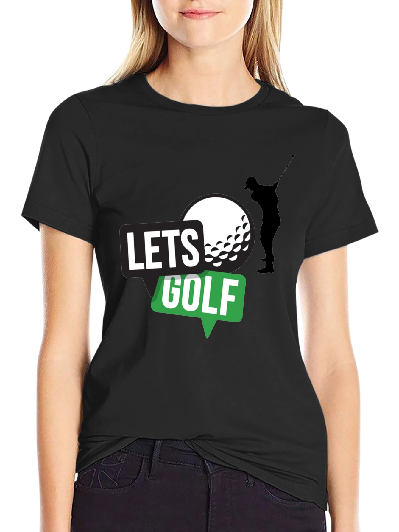 Lets Golf! Mens Black Graphic Tee