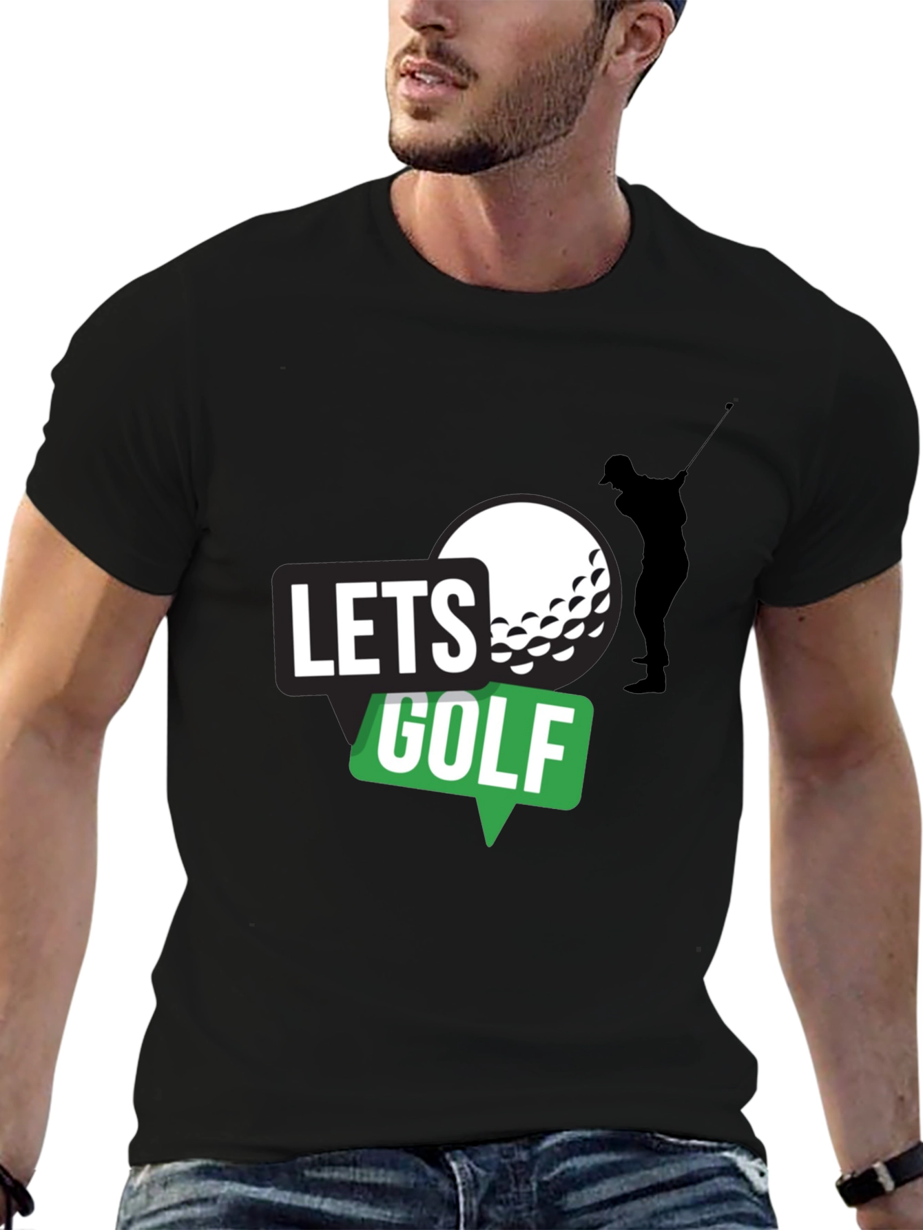 Lets Golf! Mens Black Graphic Tee