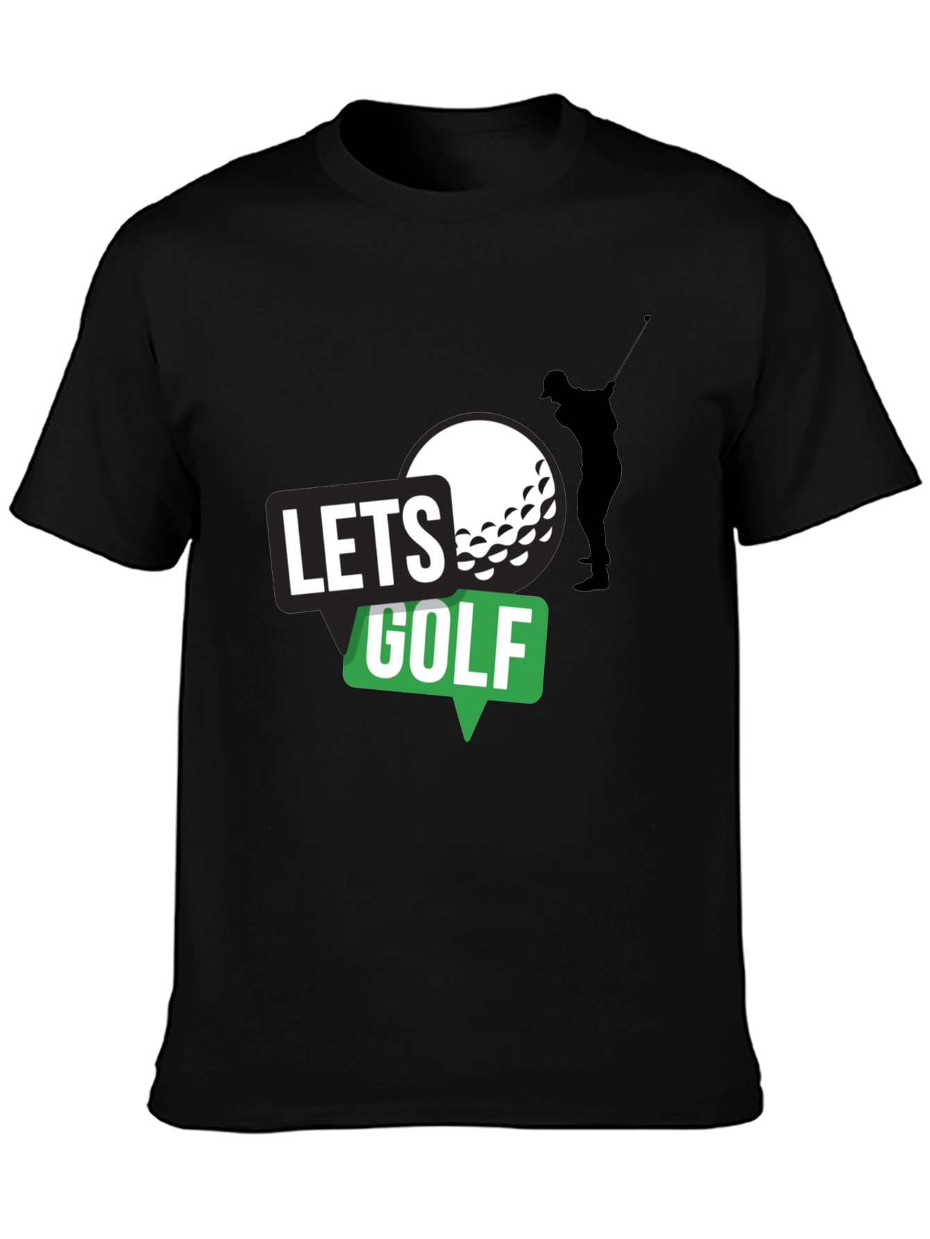 Lets Golf! Mens Black Graphic Tee
