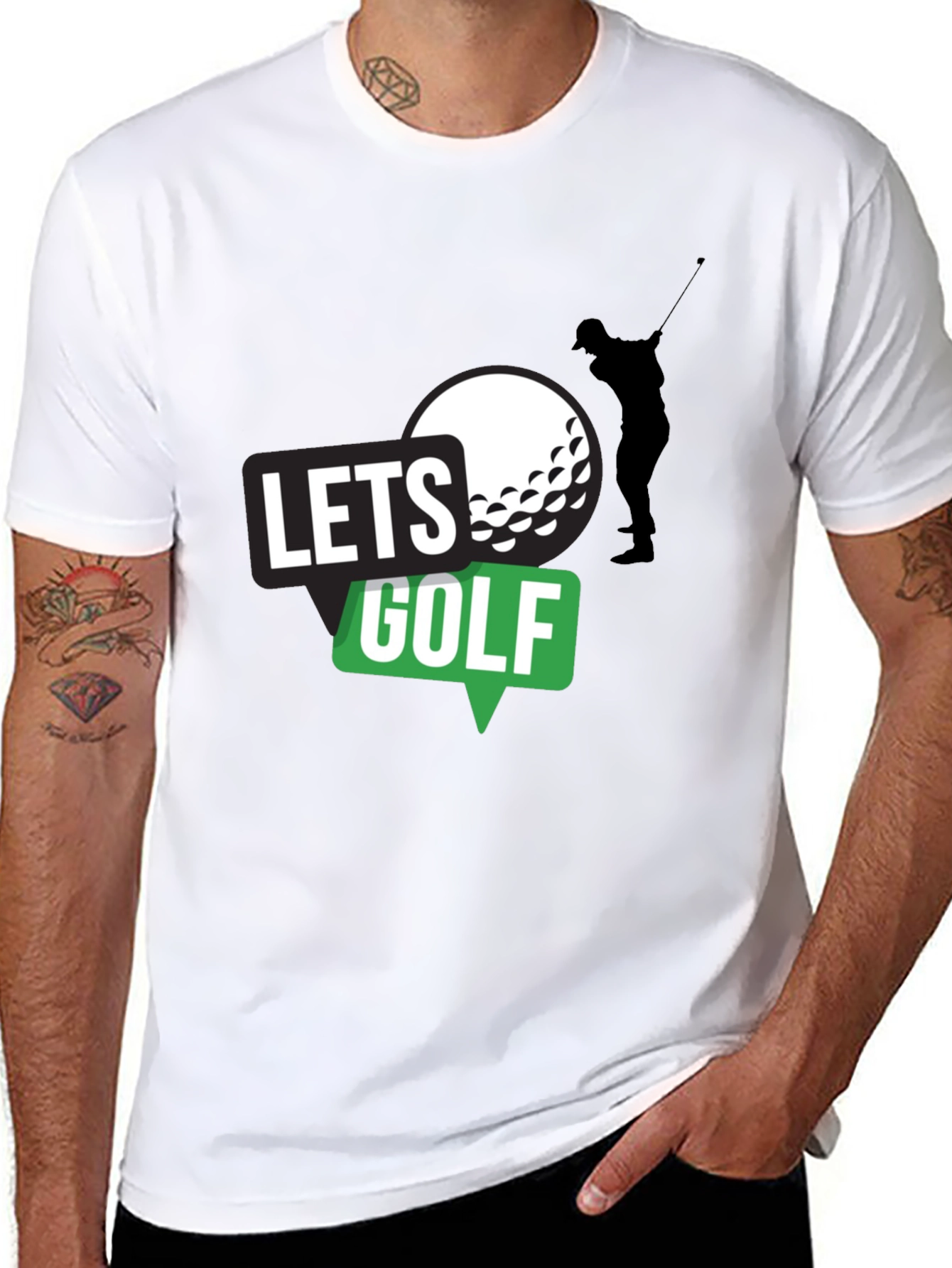 Lets Golf! Mens Black Graphic Tee