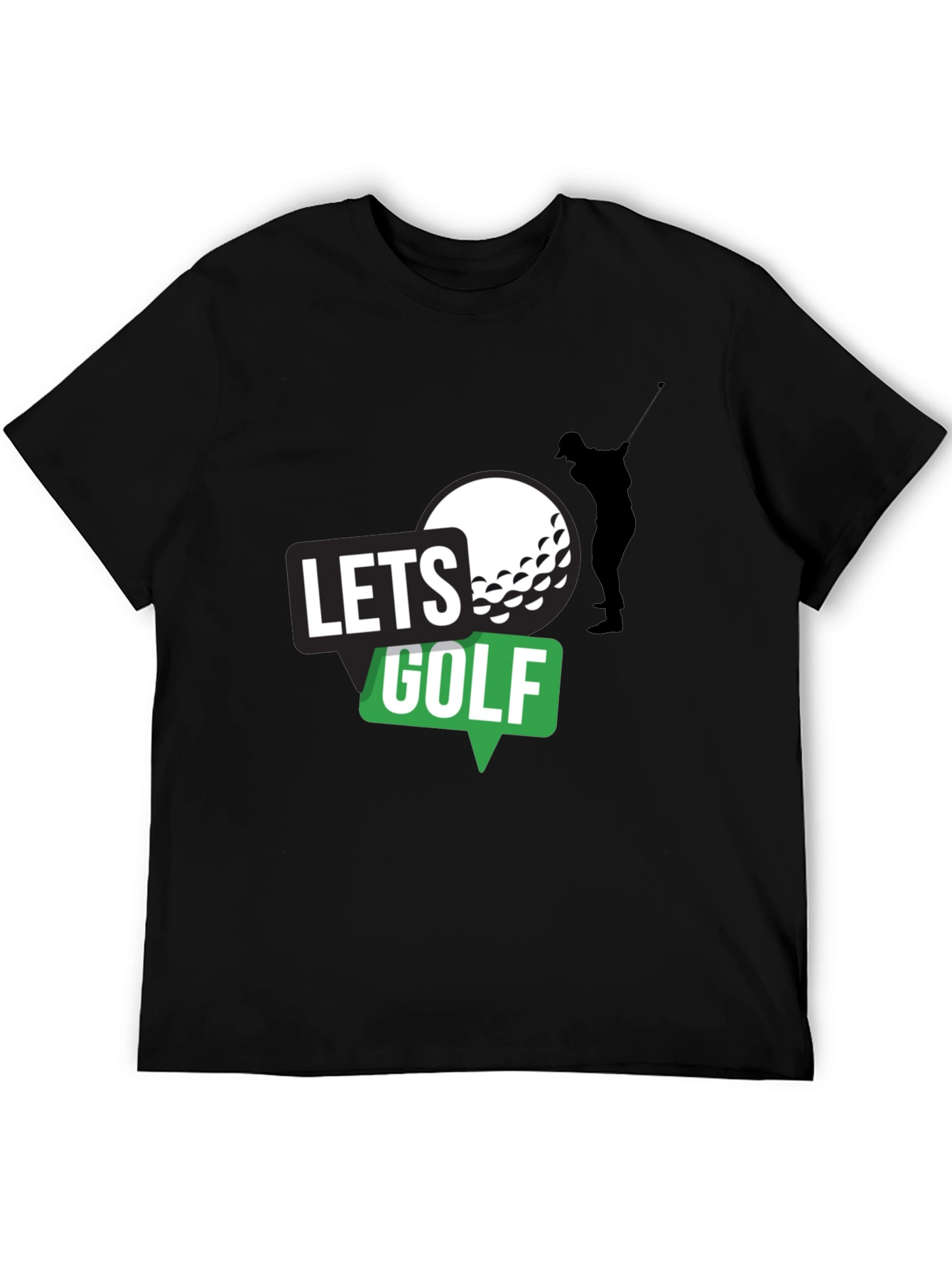 Lets Golf! Mens Black Graphic Tee