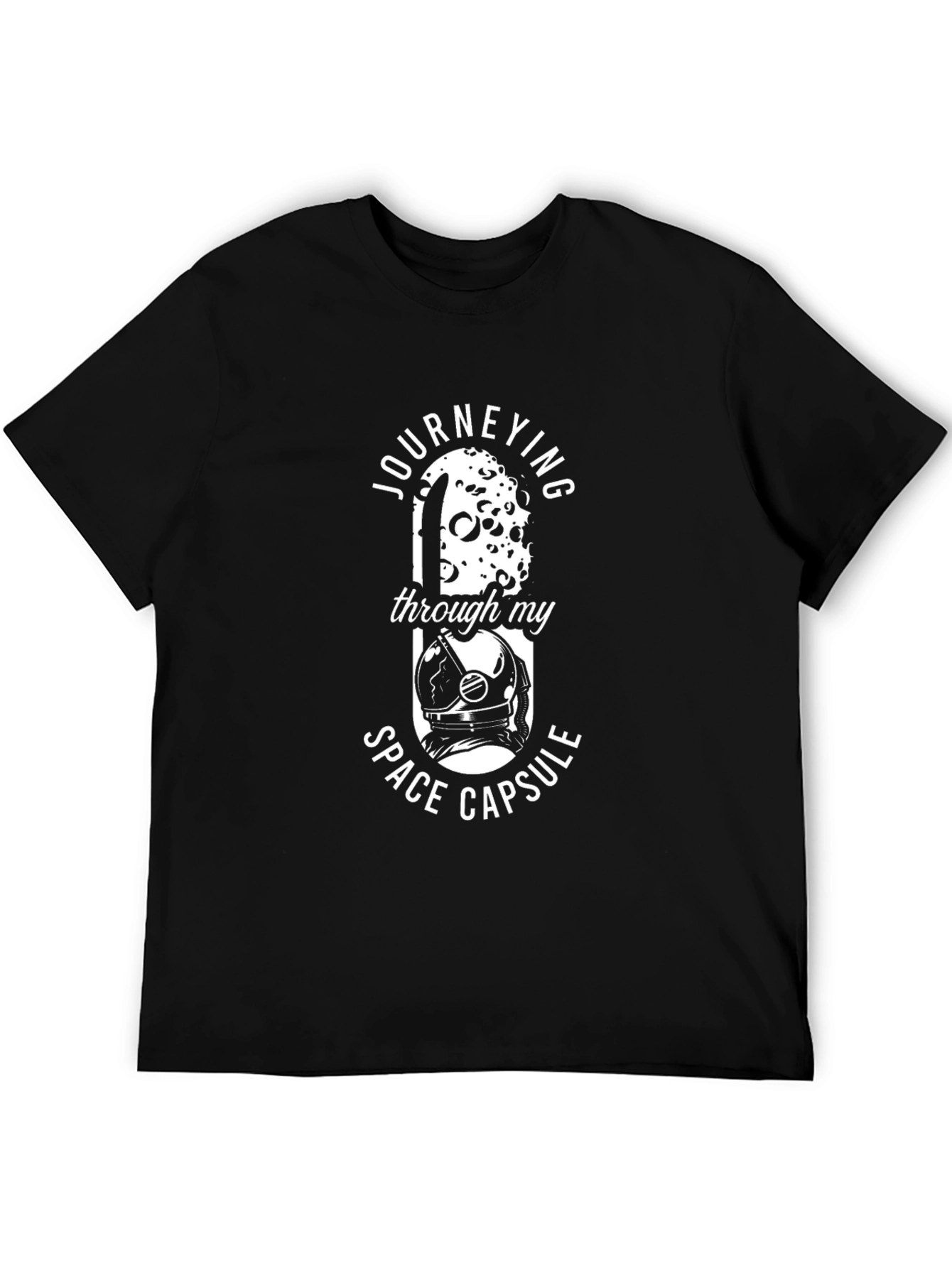 Journeying Through My Space Capsule Black T-Shirt