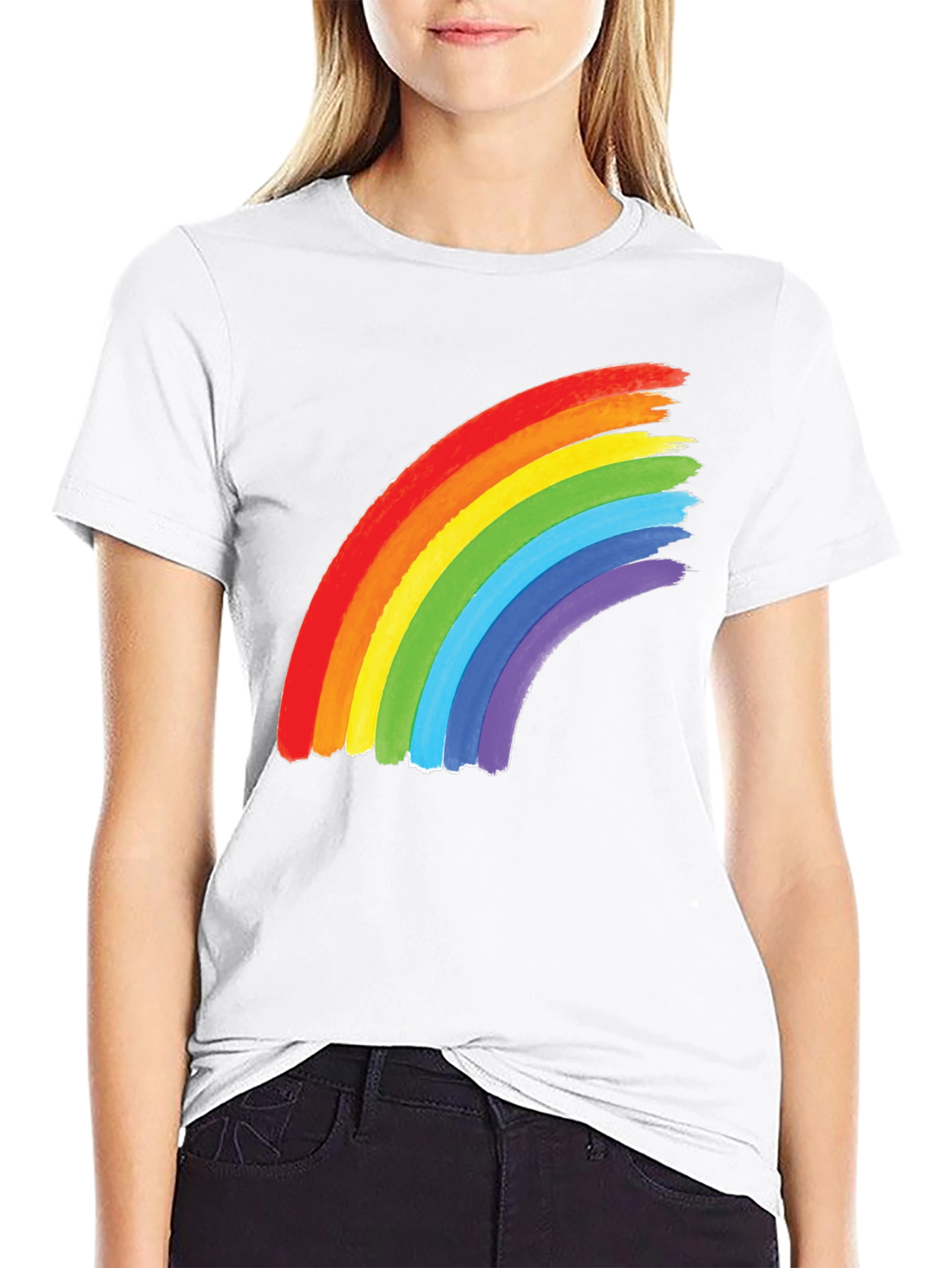 Rainbow Graphic Tee - Black Cotton Blend Shirt