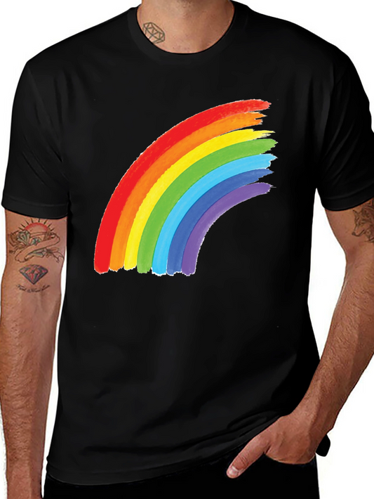 Rainbow Graphic Tee - Black Cotton Blend Shirt