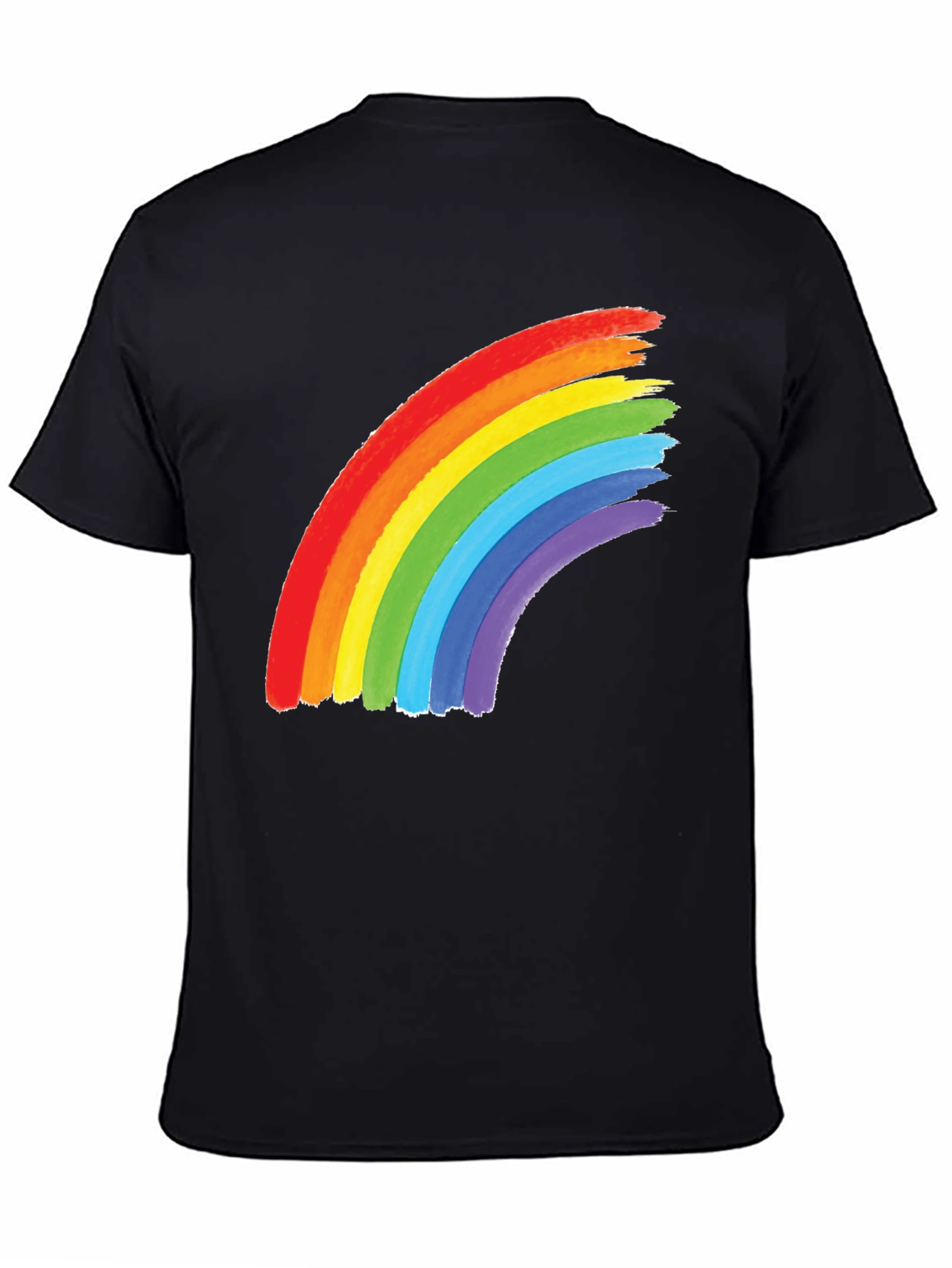 Rainbow Graphic Tee - Black Cotton Blend Shirt