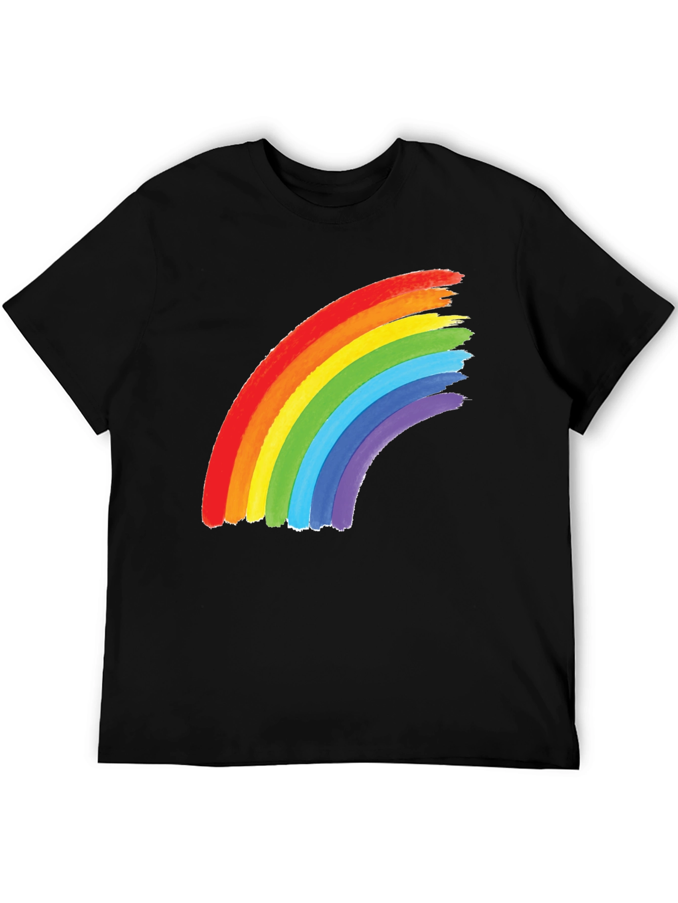 Rainbow Graphic Tee - Black Cotton Blend Shirt
