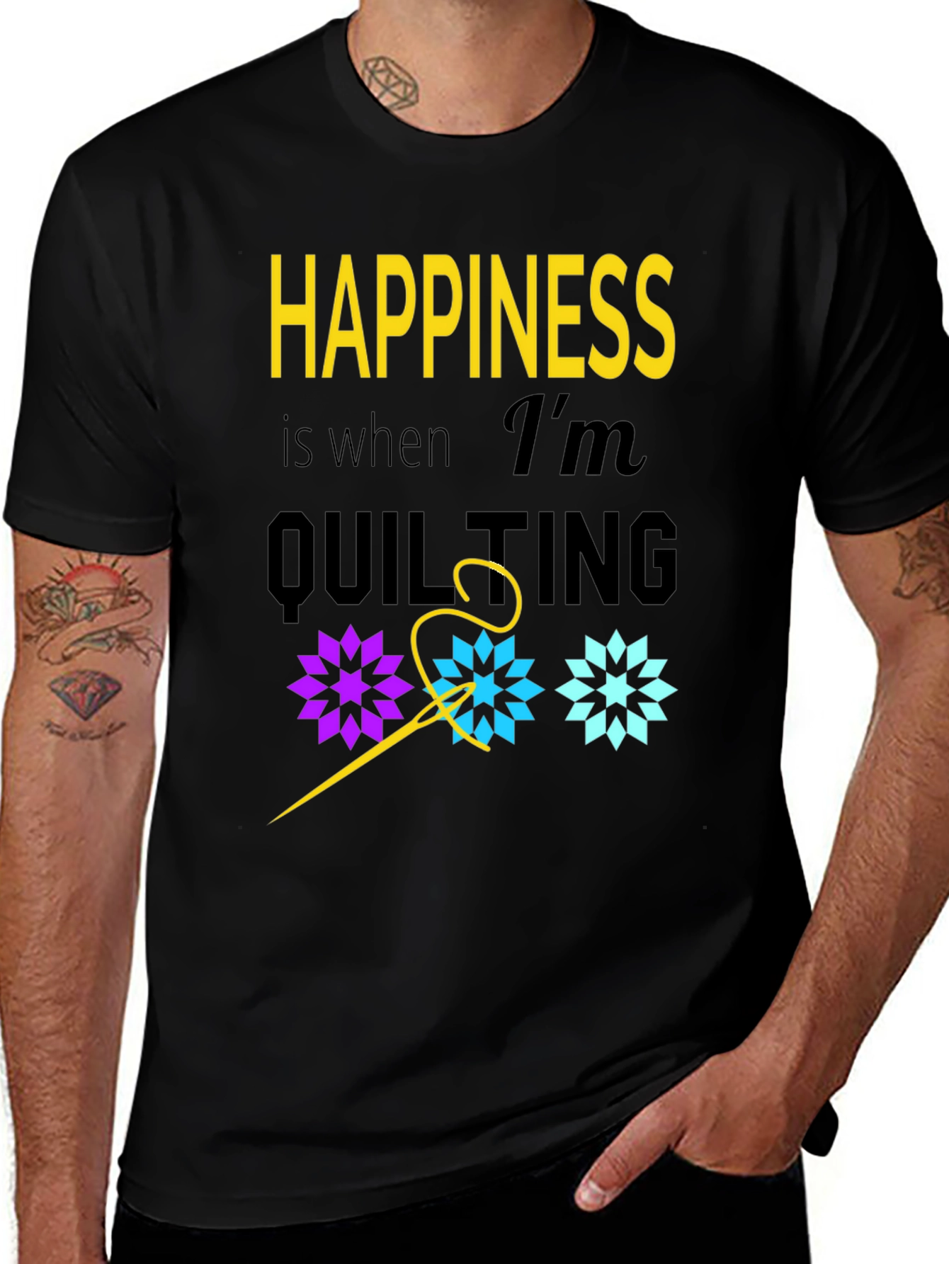 Happiness is Quilting Black T-Shirt