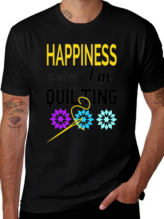 Happiness is Quilting Black T-Shirt