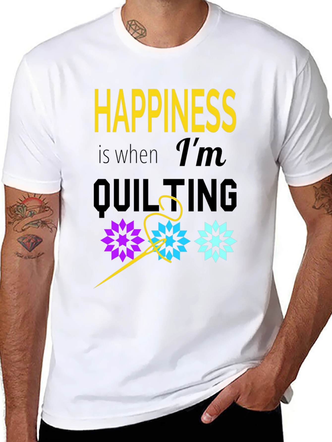 Happiness is Quilting Black T-Shirt