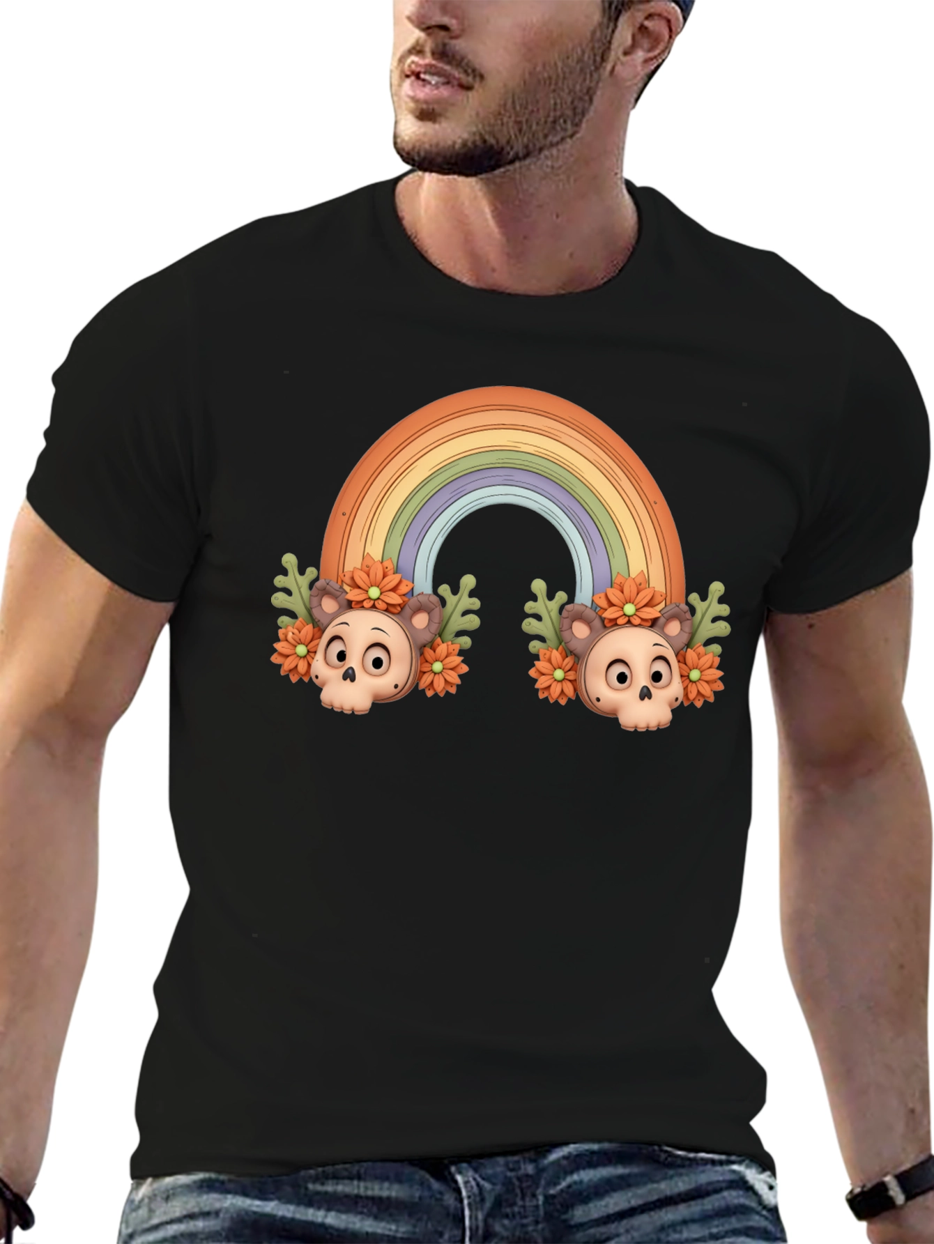 Rainbow Skull T-Shirt - Mens Graphic Tee
