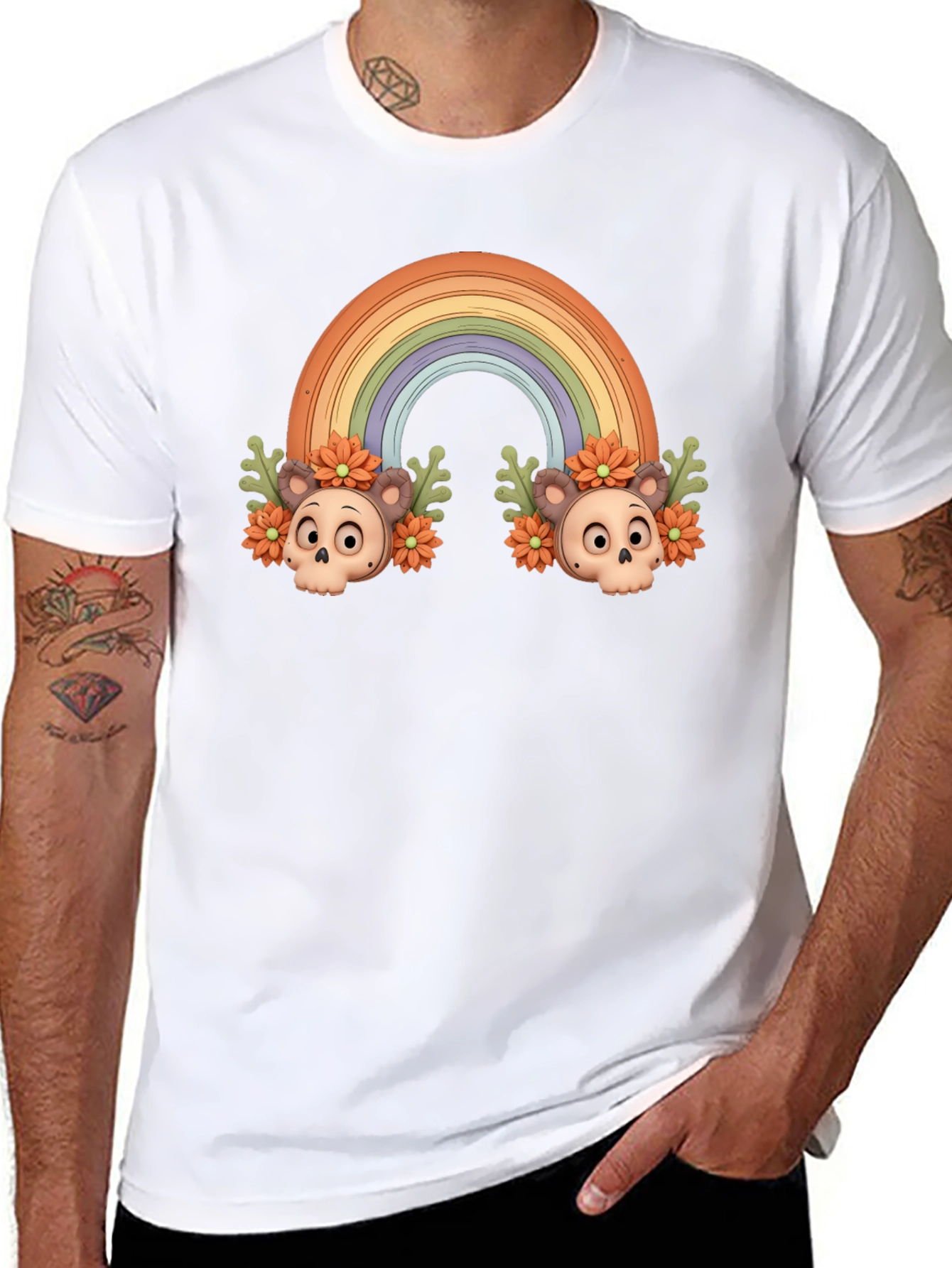 Rainbow Skull T-Shirt - Mens Graphic Tee