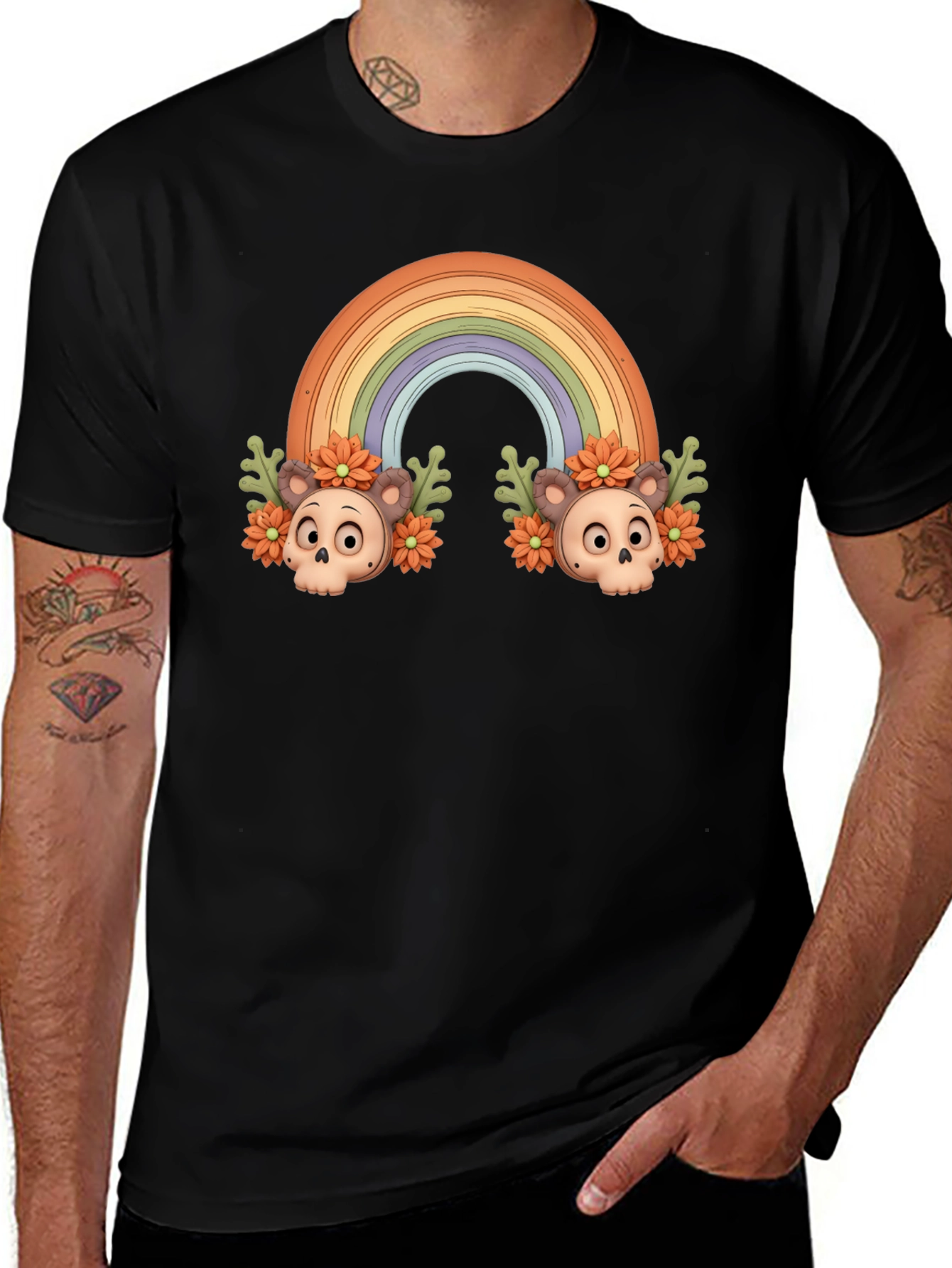 Rainbow Skull T-Shirt - Mens Graphic Tee