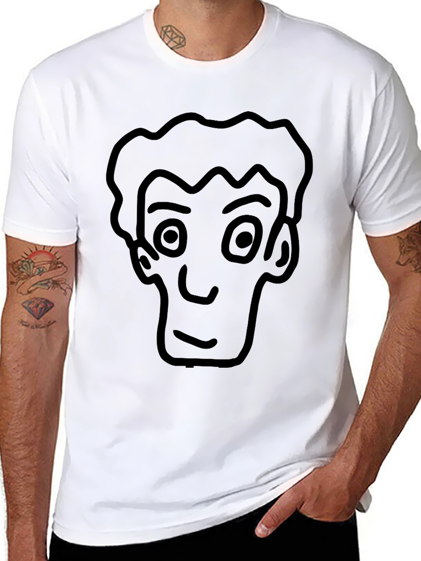 Cartoon Face Black T-Shirt - Casual Style