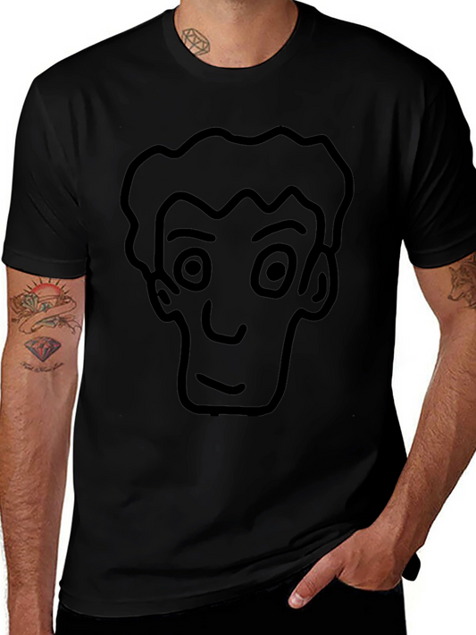 Cartoon Face Black T-Shirt - Casual Style