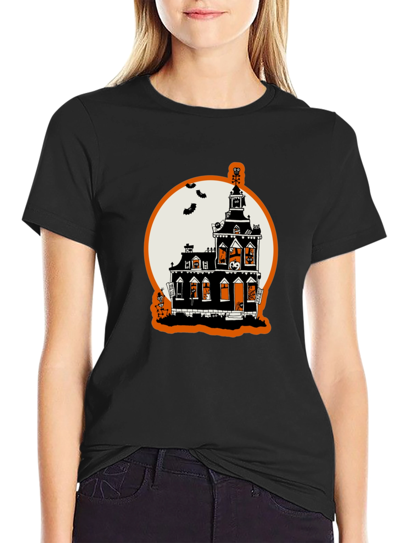 Halloween Spooky Haunted House Graphic T-Shirt