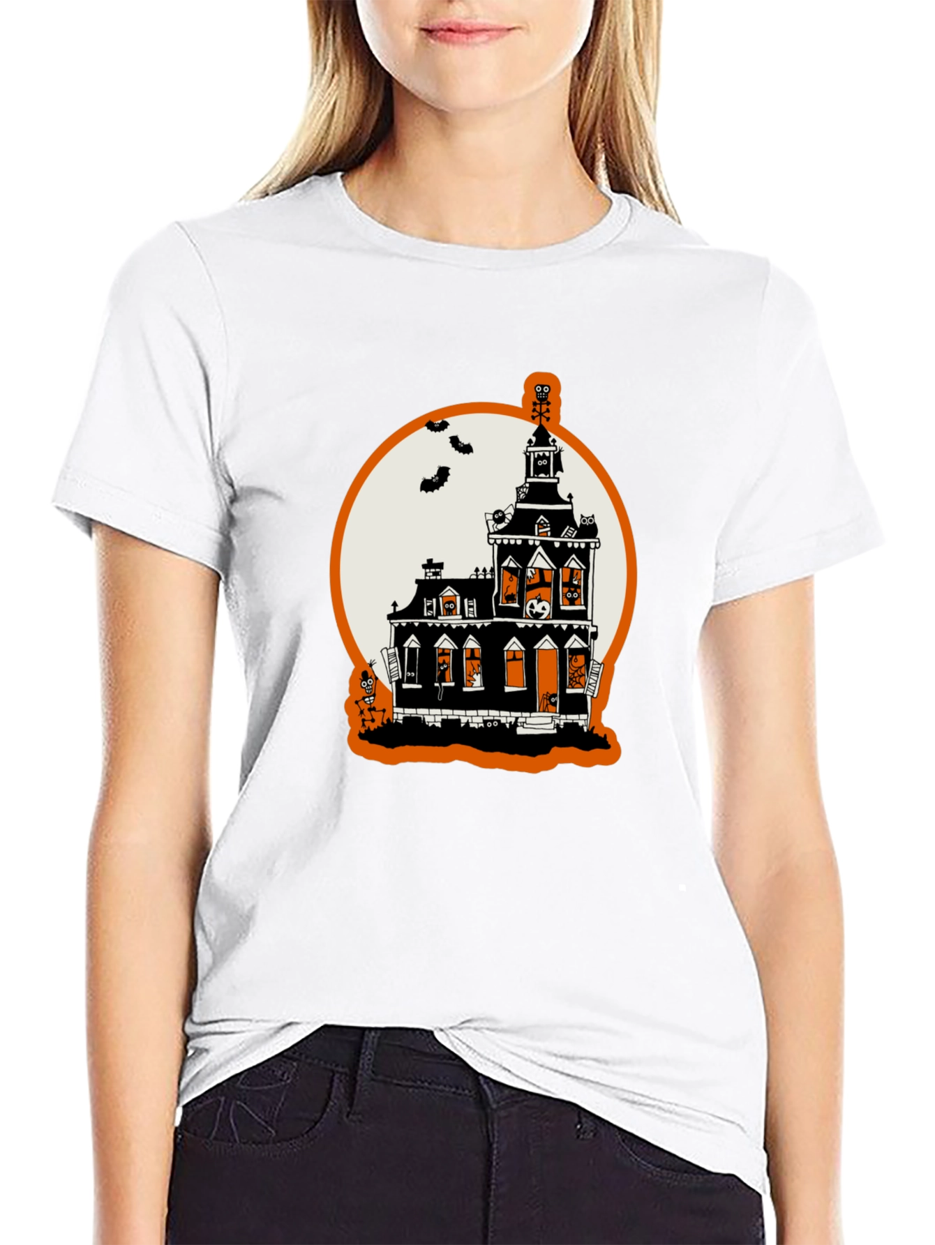 Halloween Spooky Haunted House Graphic T-Shirt