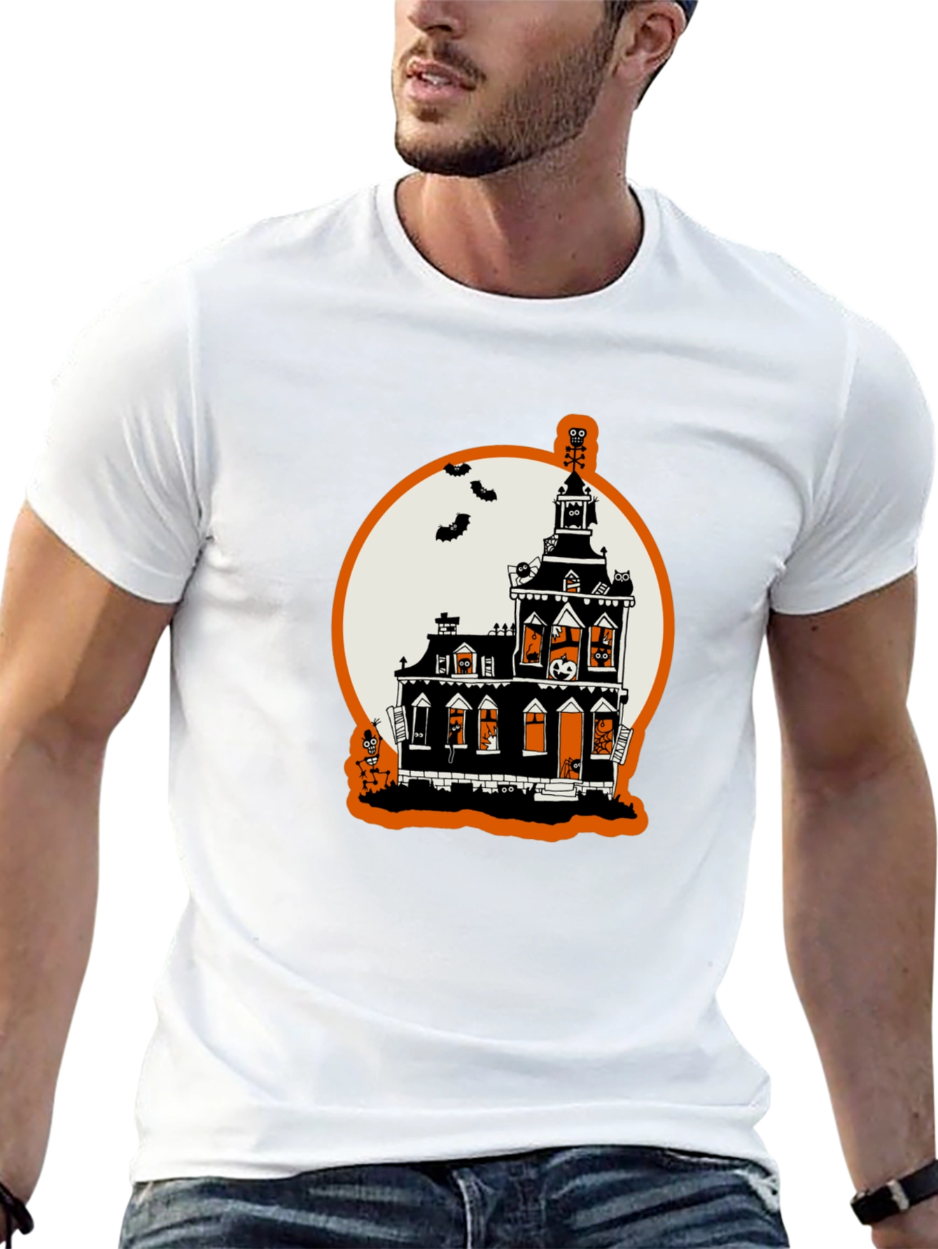 Halloween Spooky Haunted House Graphic T-Shirt