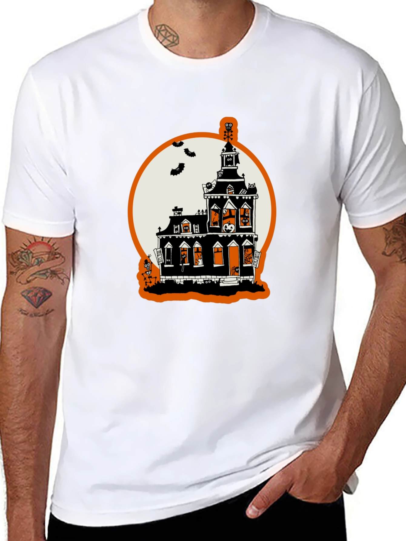 Halloween Spooky Haunted House Graphic T-Shirt