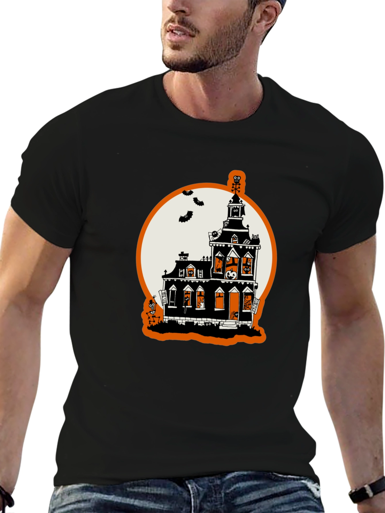 Halloween Spooky Haunted House Graphic T-Shirt
