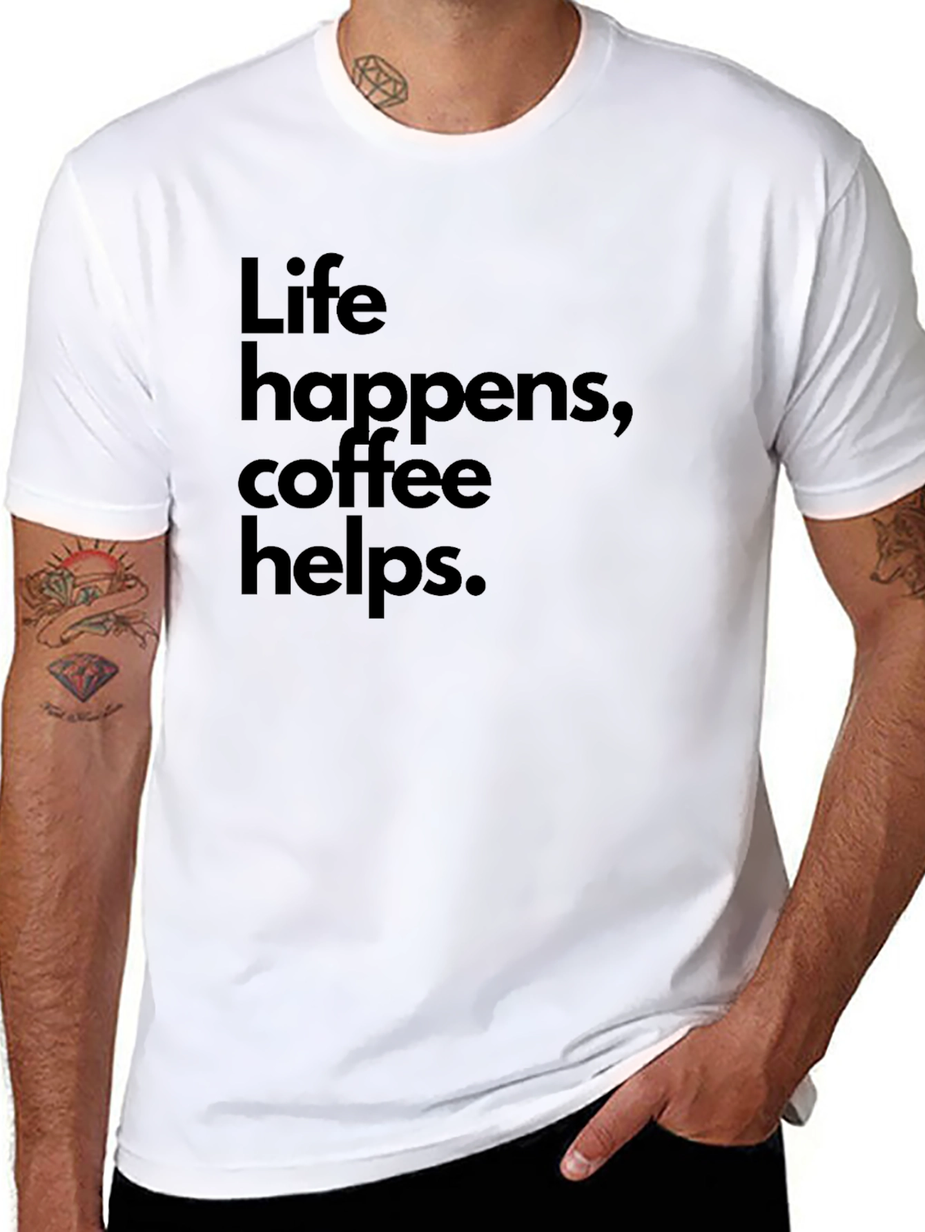 Life Happens Coffee Helps Black Graphic Tee