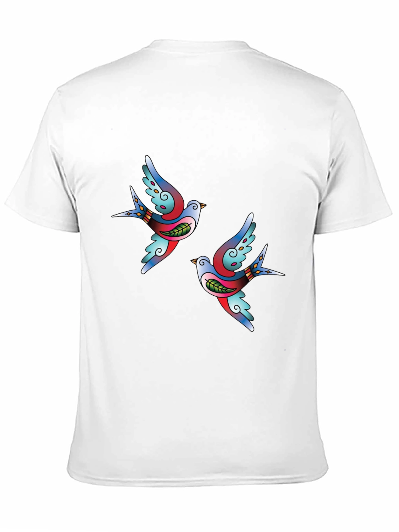 Classic Tattoo Swallow Bird Graphic Tee - Soft Black