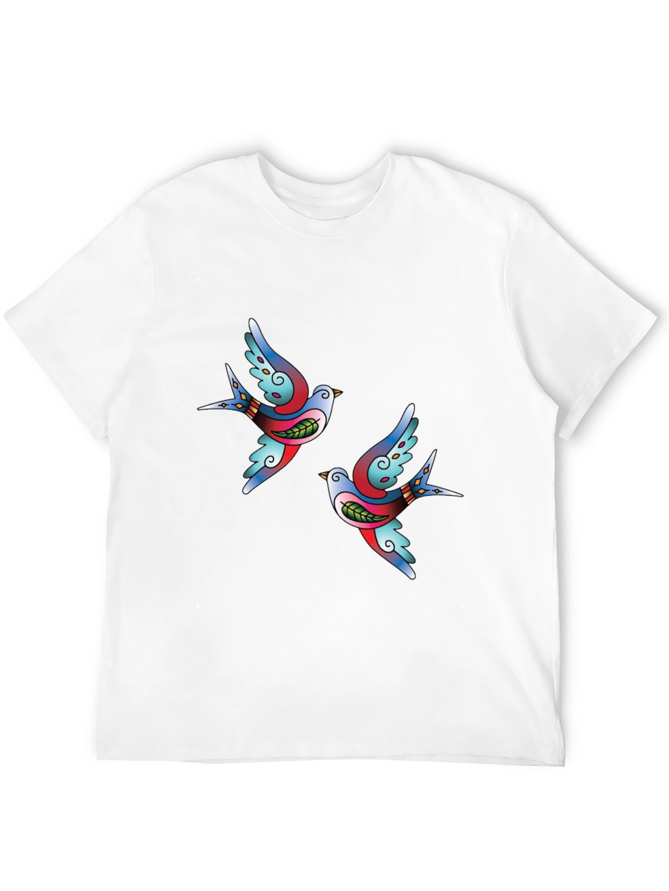 Classic Tattoo Swallow Bird Graphic Tee - Soft Black